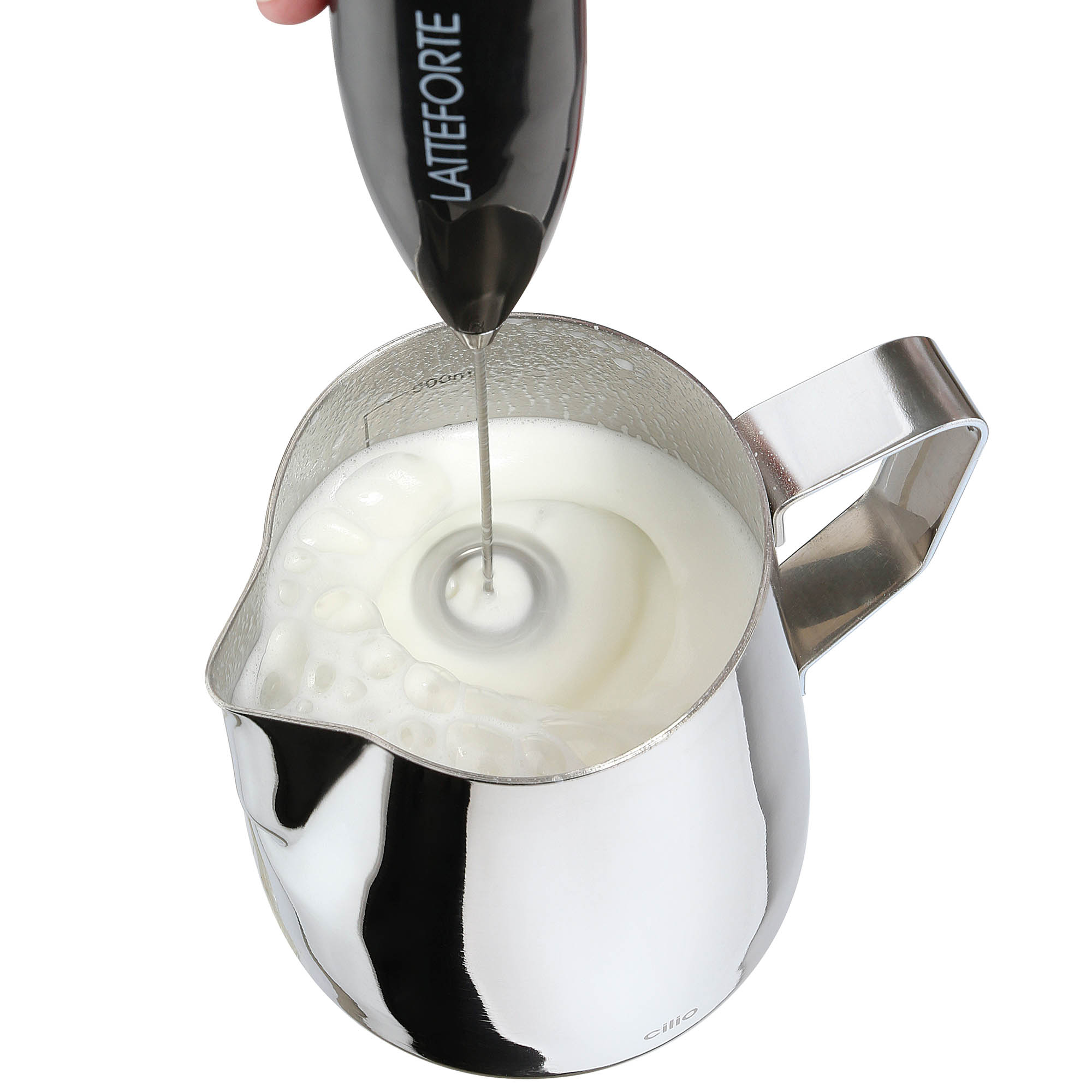 CILIO Milchaufschäumer LATTEFORTE mit Edelstahl-Ständer, schwarz