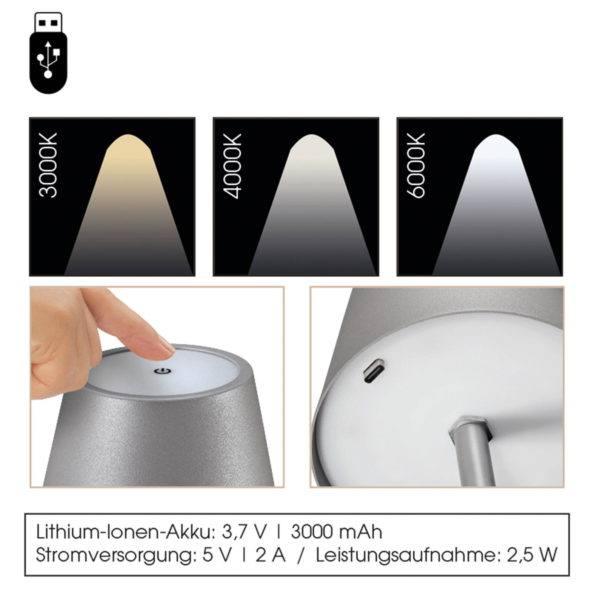 CILIO LED lamp LUCE for attaching to bottles indoor / outdoor grey