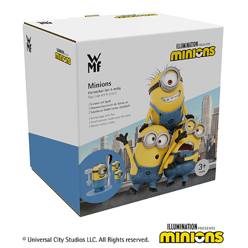 WMF egg cup set 4-piece MINIONS with egg spoon and 2 salt shakers