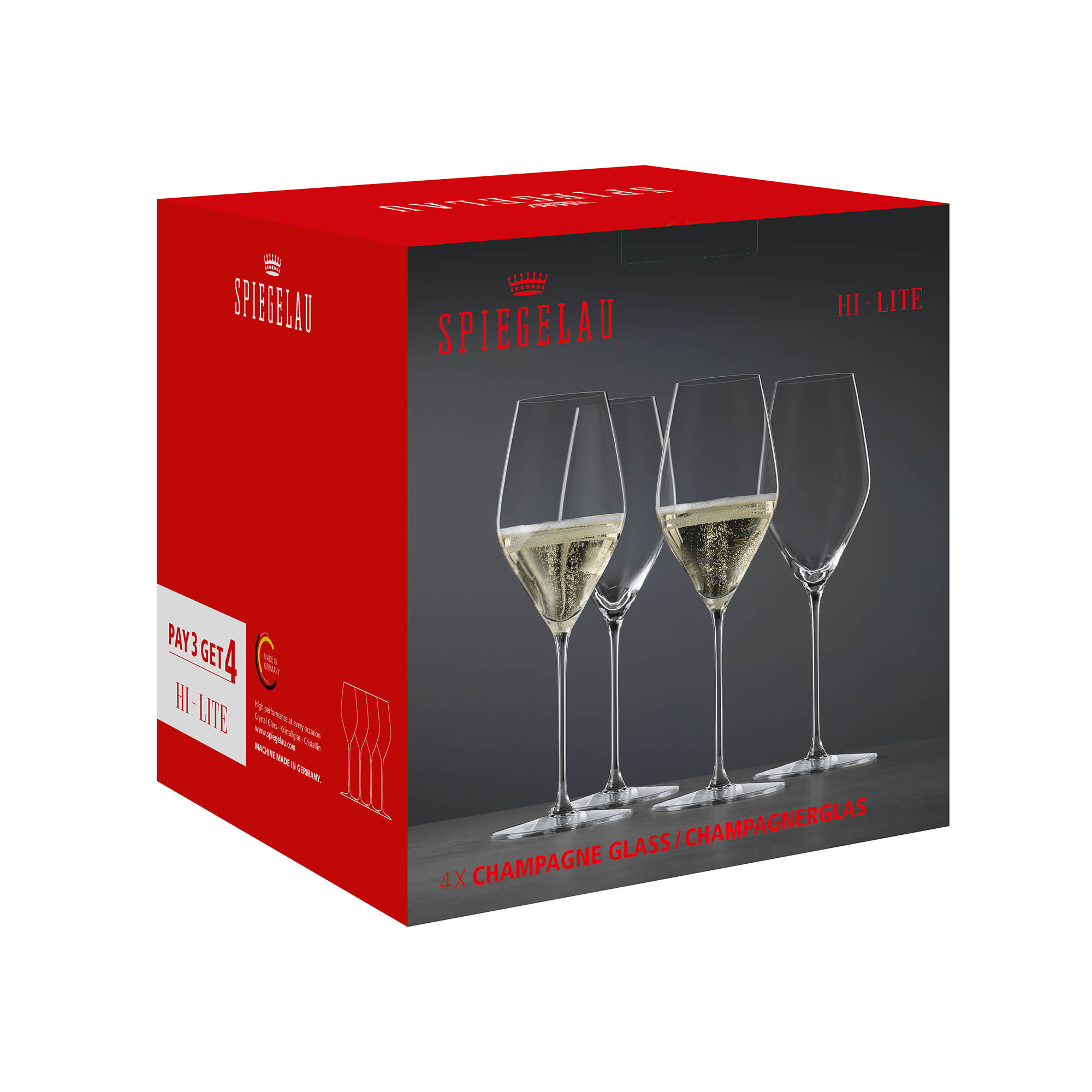 SPIEGELAU Serie HI-LITE Vorteils-Set Champagnerglas 347 ml Sektglas 4 Stück
