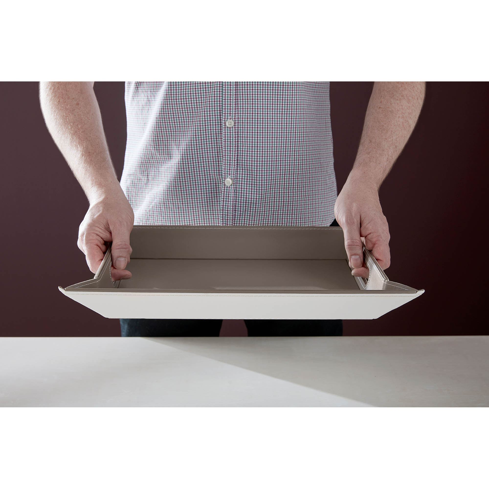 FREEFORM Wendetablett Tischset zweifarbig 55 x 41 cm Weiß / Taupe