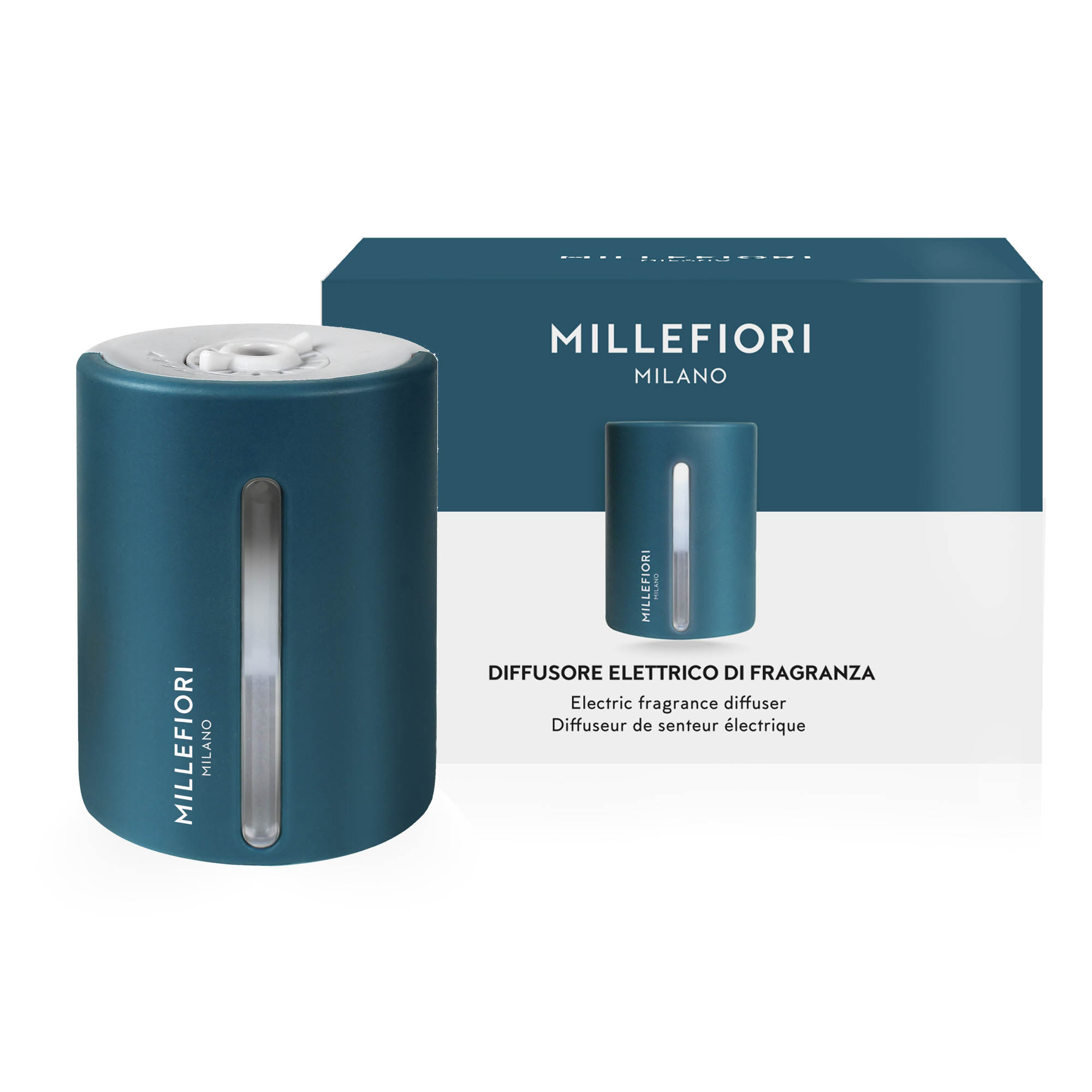 MILLEFIORI electric diffuser with LED light basic unit without fragrance blue-green