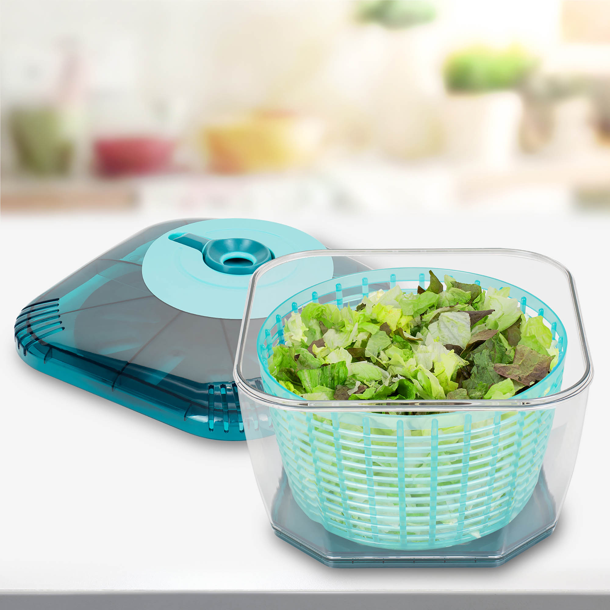 GENIUS Nicer Dicer Chef Professional Salatschleuder 5,2 Liter petrol