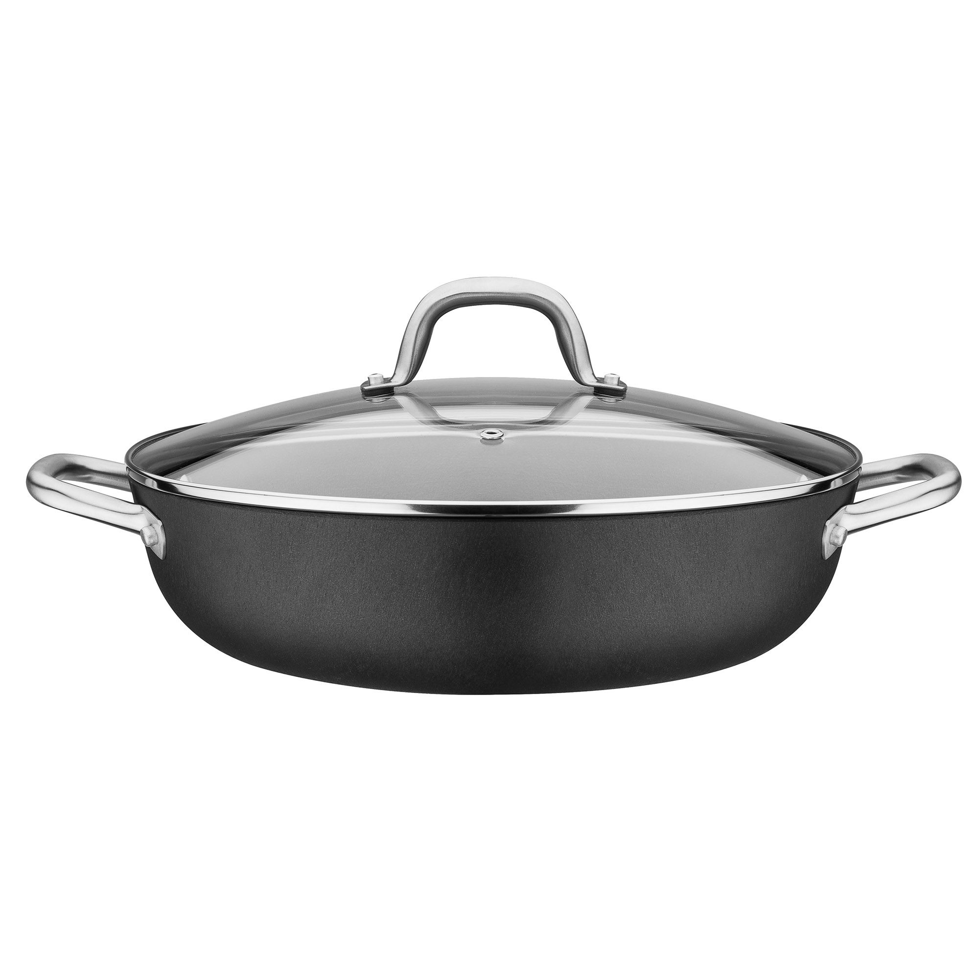 GSW Gusseisen Servierpfanne ROBUSTA mit Wabenboden und Glasdeckel 30 cm INDUKTION