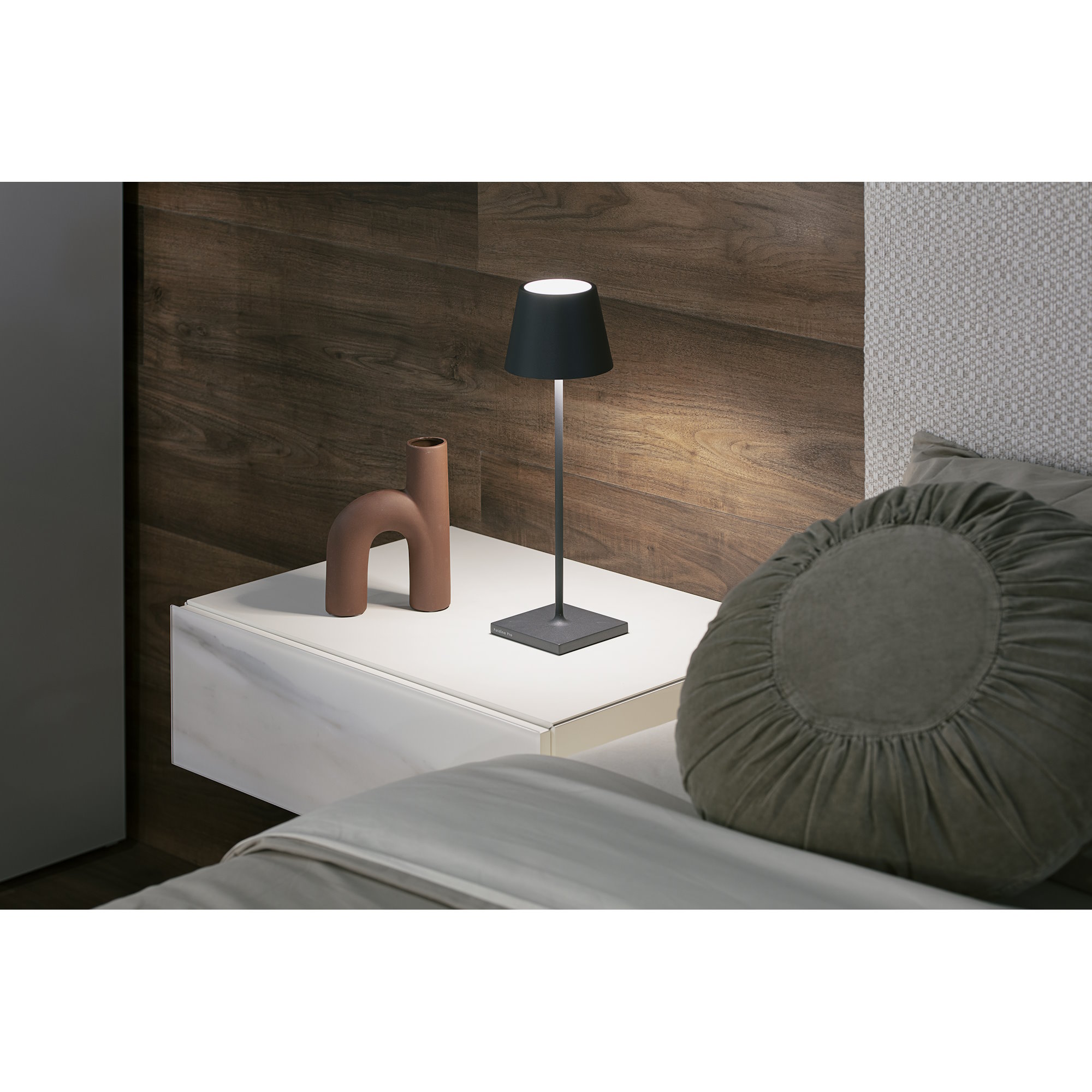 ZAFFERANO LED table lamp POLDINA PRO 38 cm Dark grey