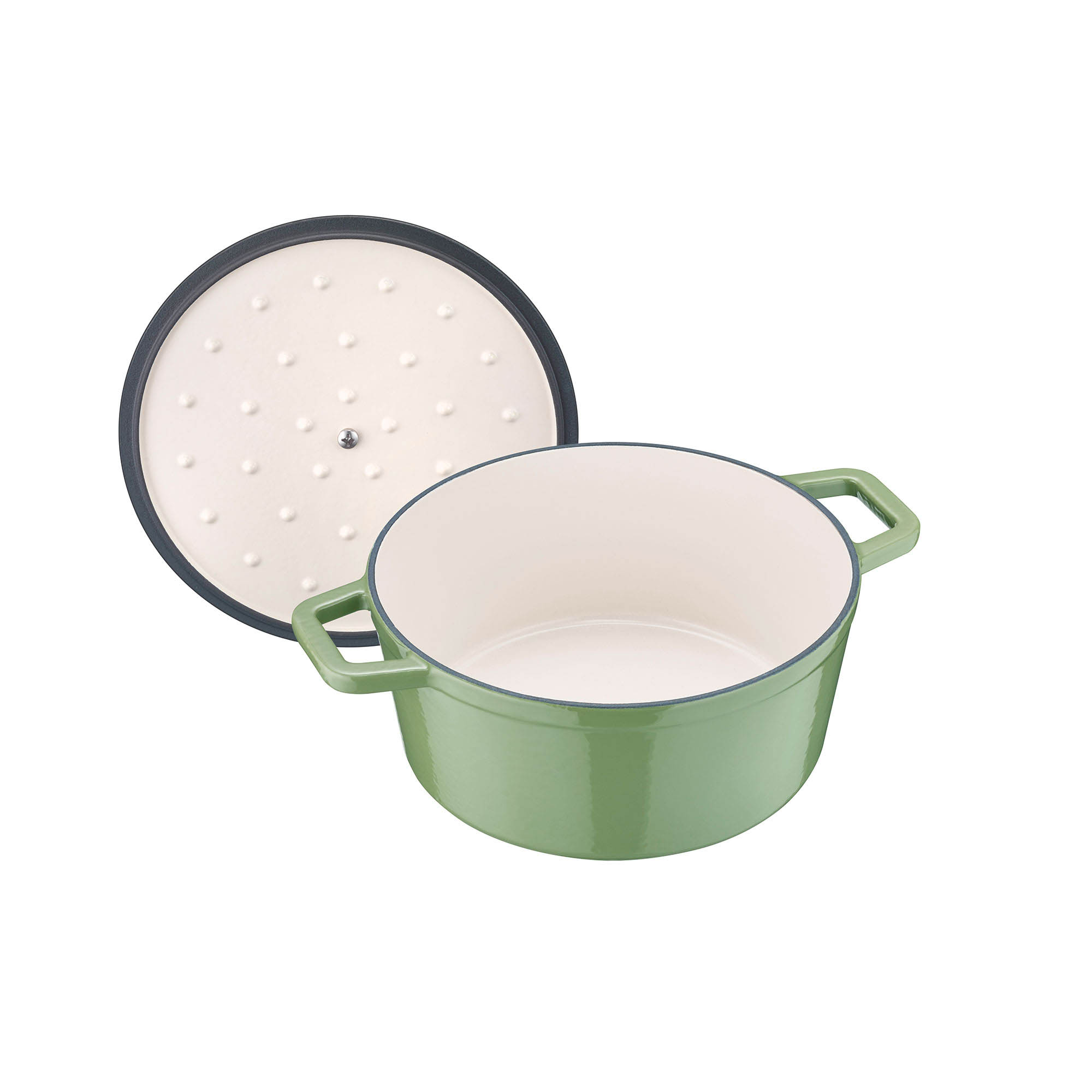 BERNDES Cocotte casserole B.IRON cast iron round 24 cm 3.75 litres sage green INDUCTION