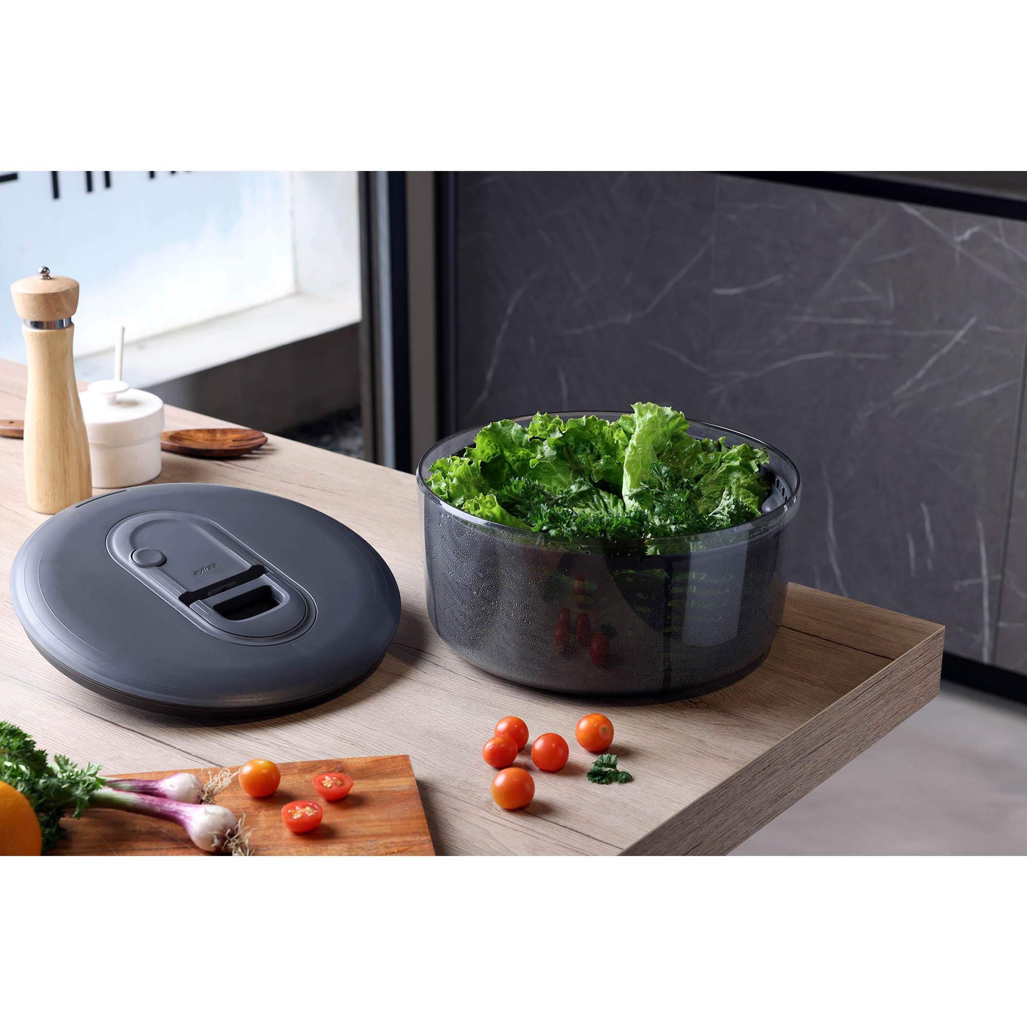 ZYLISS Salatschleuder EASY SPIN L mit Seilzug-Mechanismus 27 cm schwarz