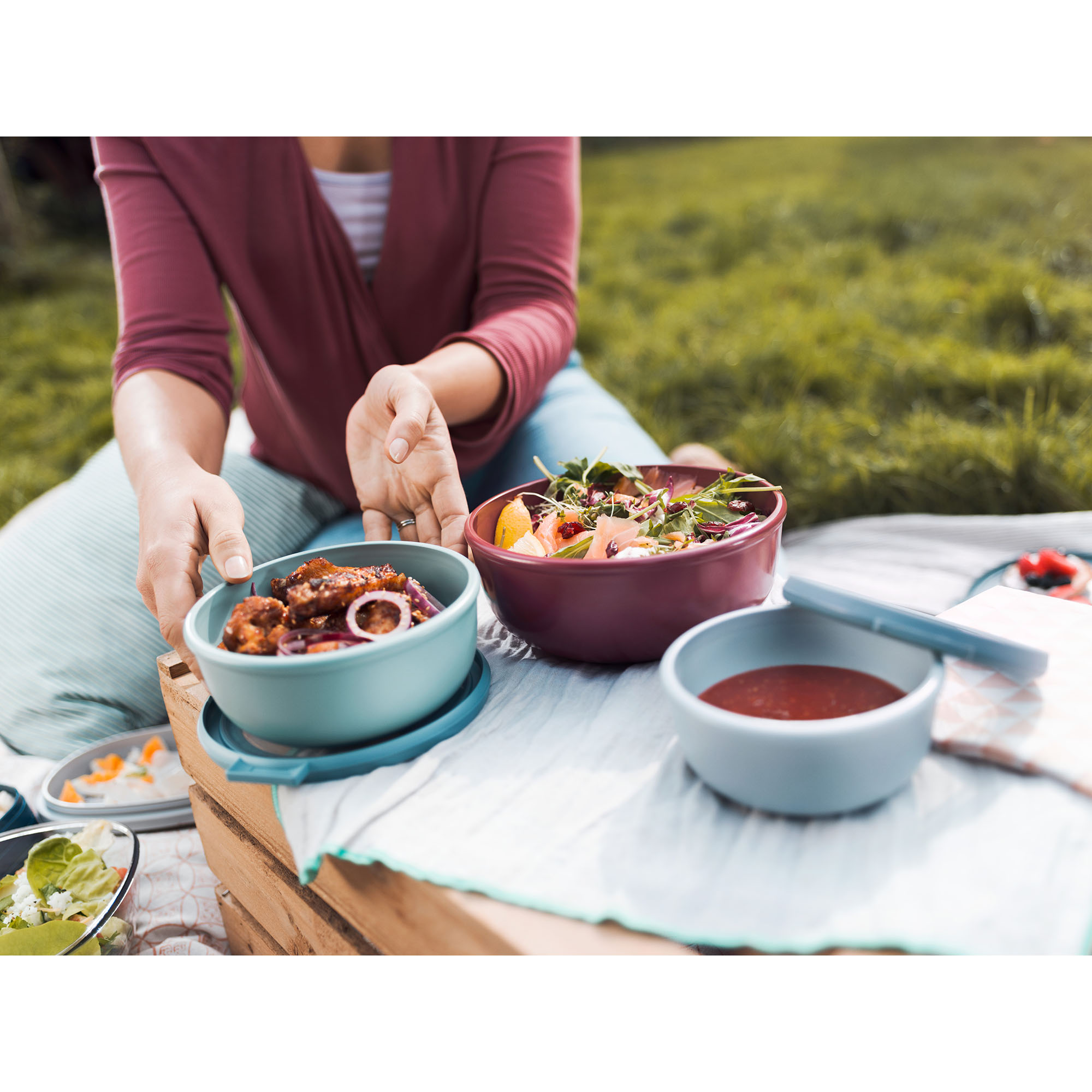 MEPAL Multischüssel-Set CIRQULA 3-teilig flach nordic sage