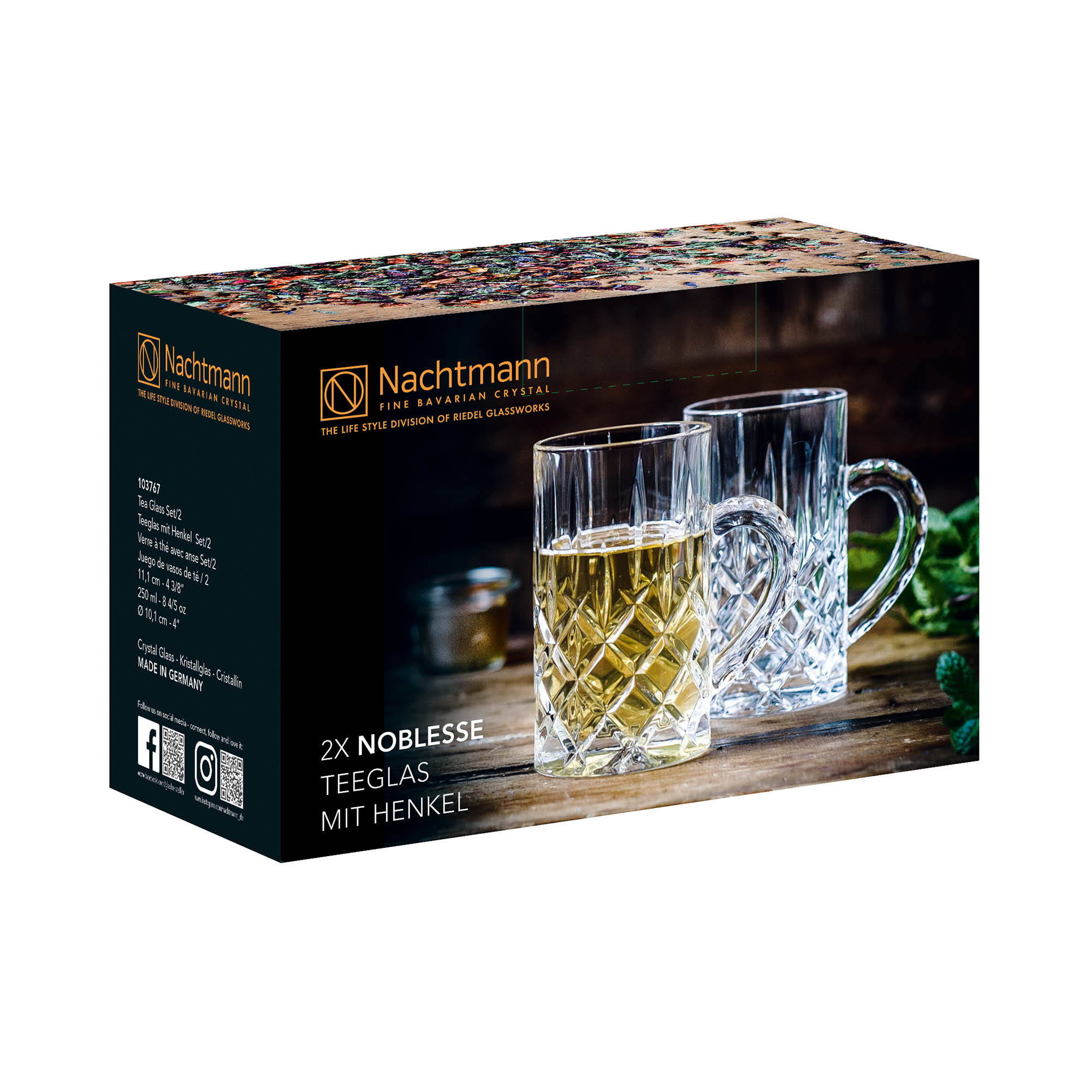 NACHTMANN Serie Noblesse Teegläser-Set 2 Teebecher mit Henkel Inhalt 250 ml