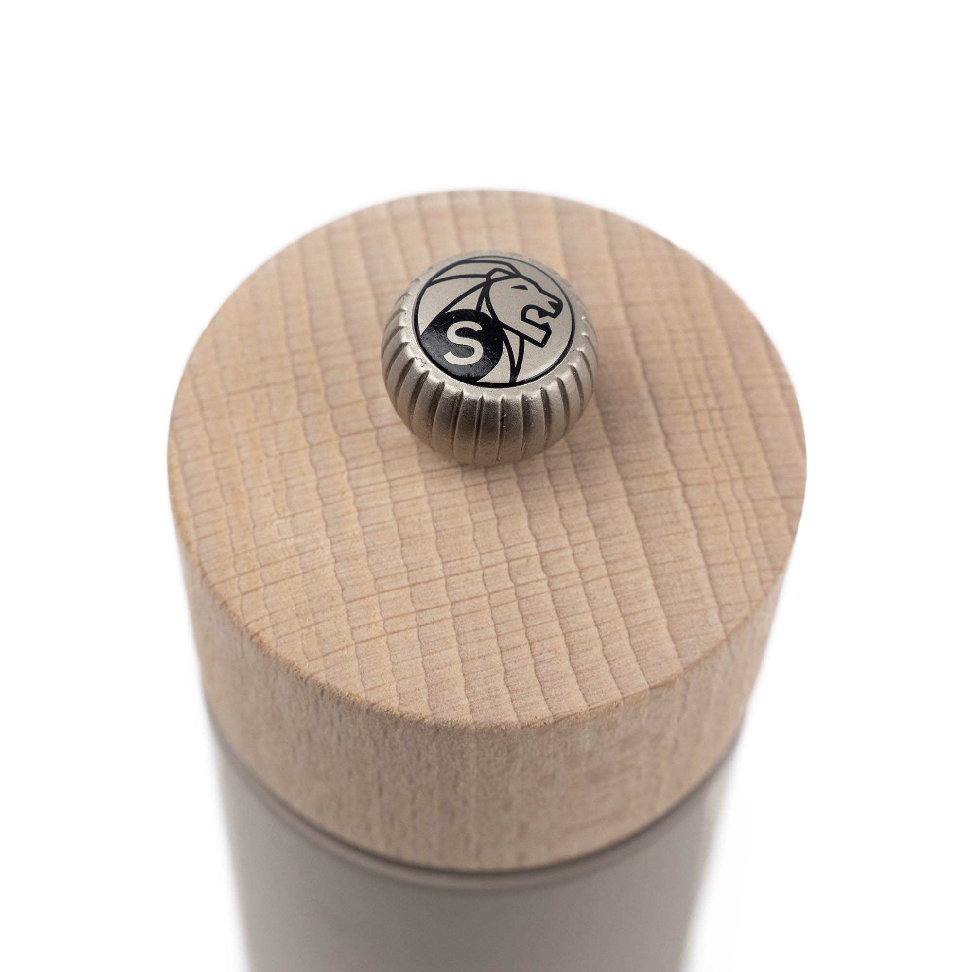 PEUGEOT BOREAL Salt Mill, 12 cm, beech wood, pebble grey, with ZIRLION grinding mechanism