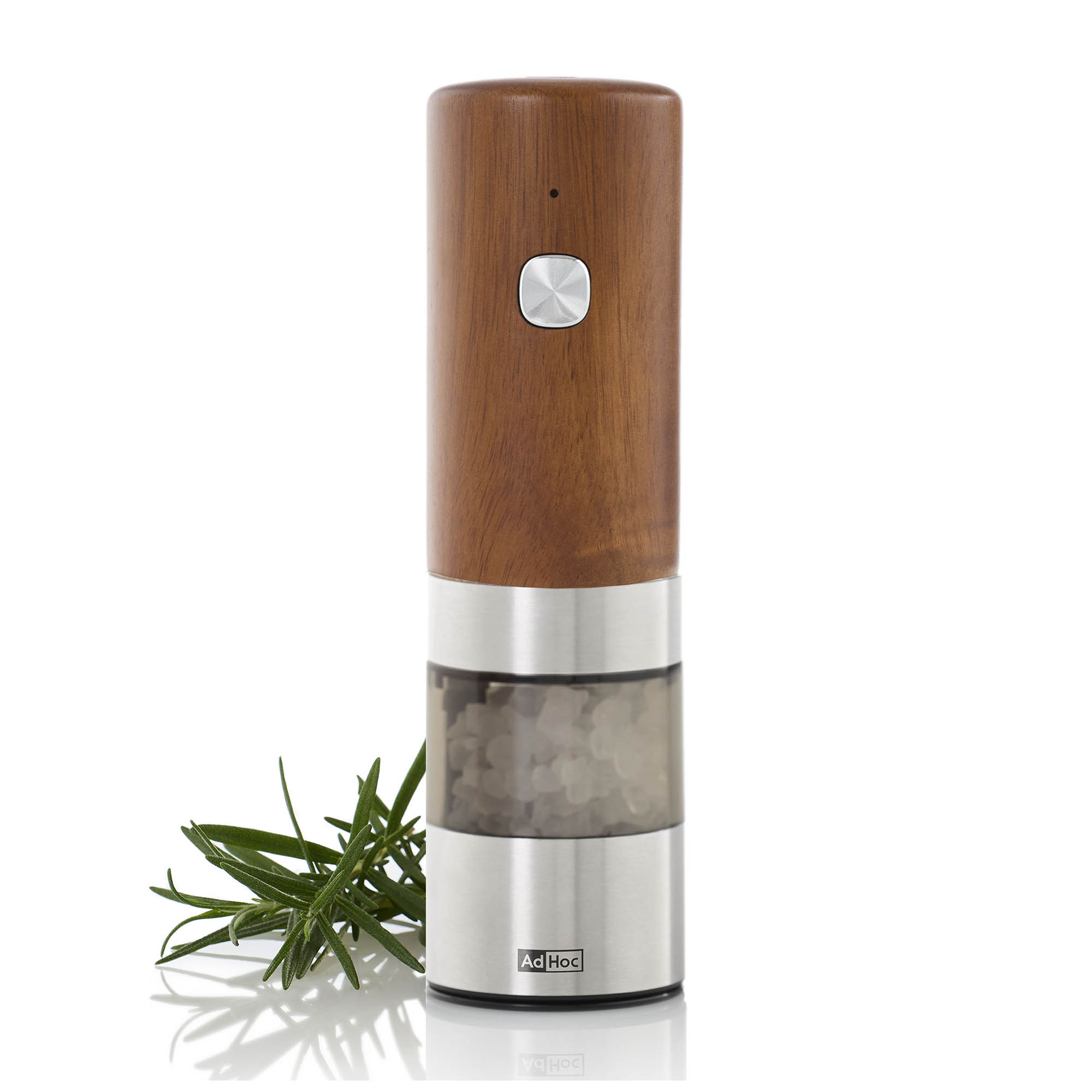 AdHoc electric pepper mill or salt mill i.MILL 17 cm stainless steel acacia