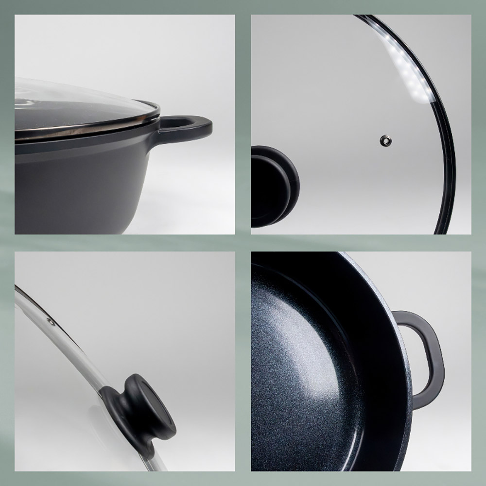 KELA Wok ATURA Keramikversiegelung PTFE-frei 32 cm 4 Liter mit Glasdeckel