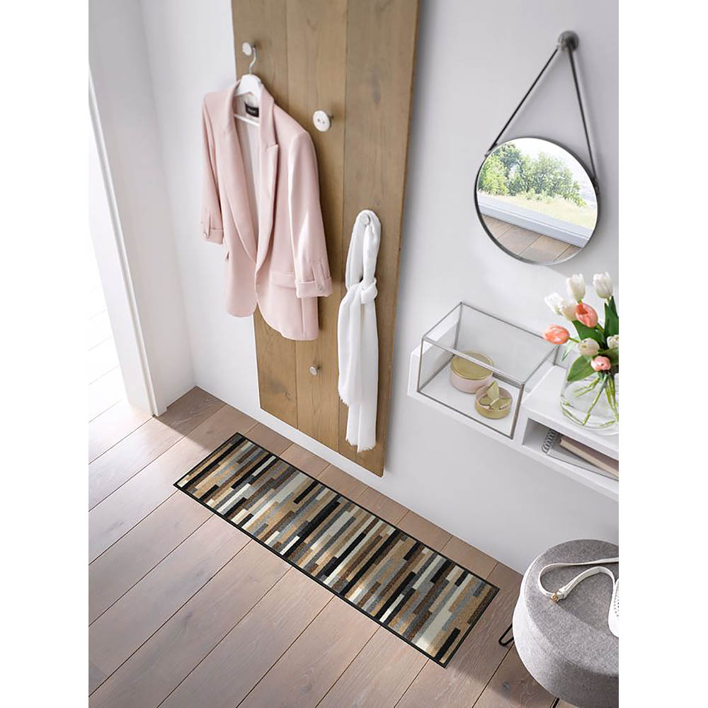 WASH + DRY Schuhablagematte Fußmatte 35 x 120 cm MIKADO STRIPES NATURE Streifen