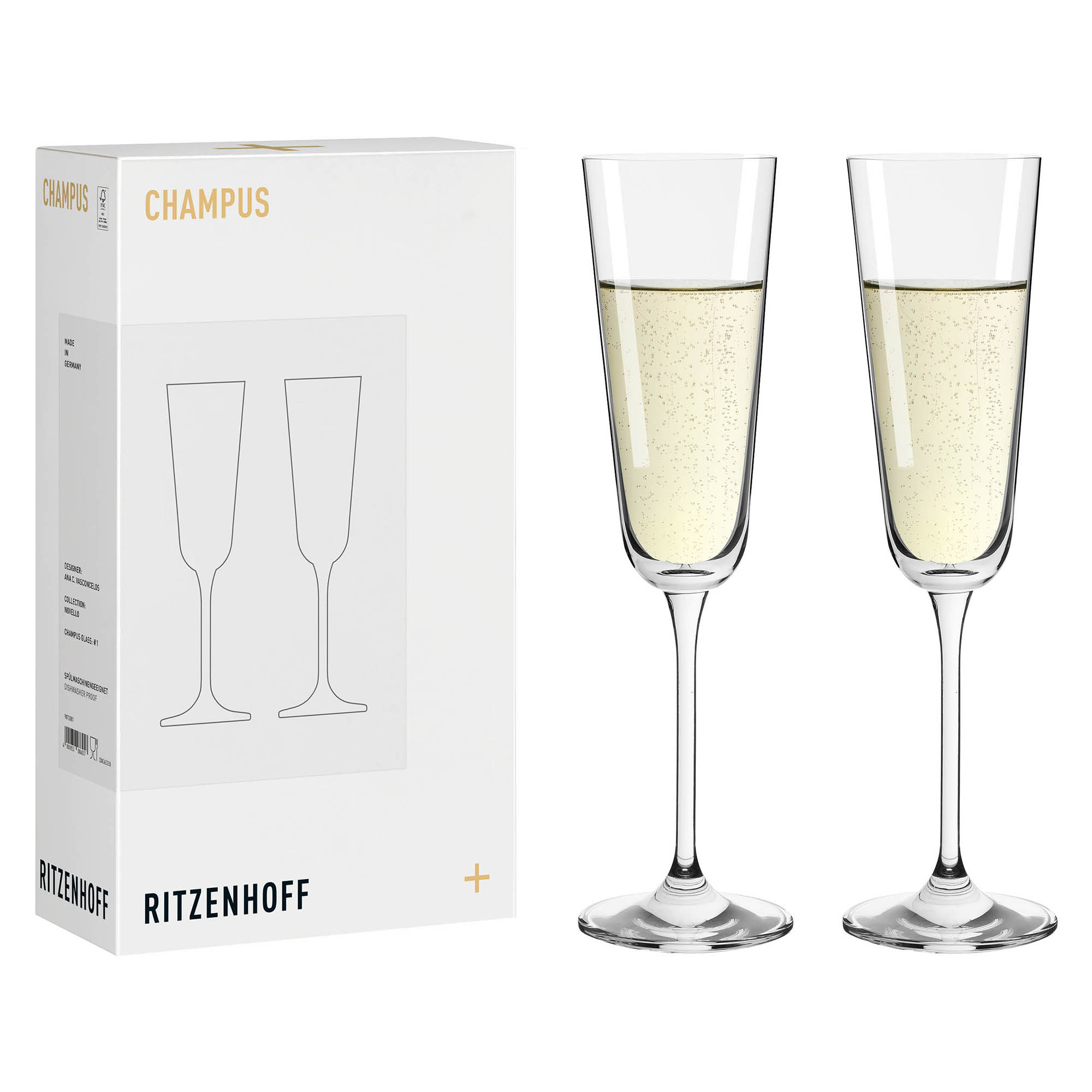 RITZENHOFF 2er-Set Champagnerglas NOVELLO Inhalt je 230 ml