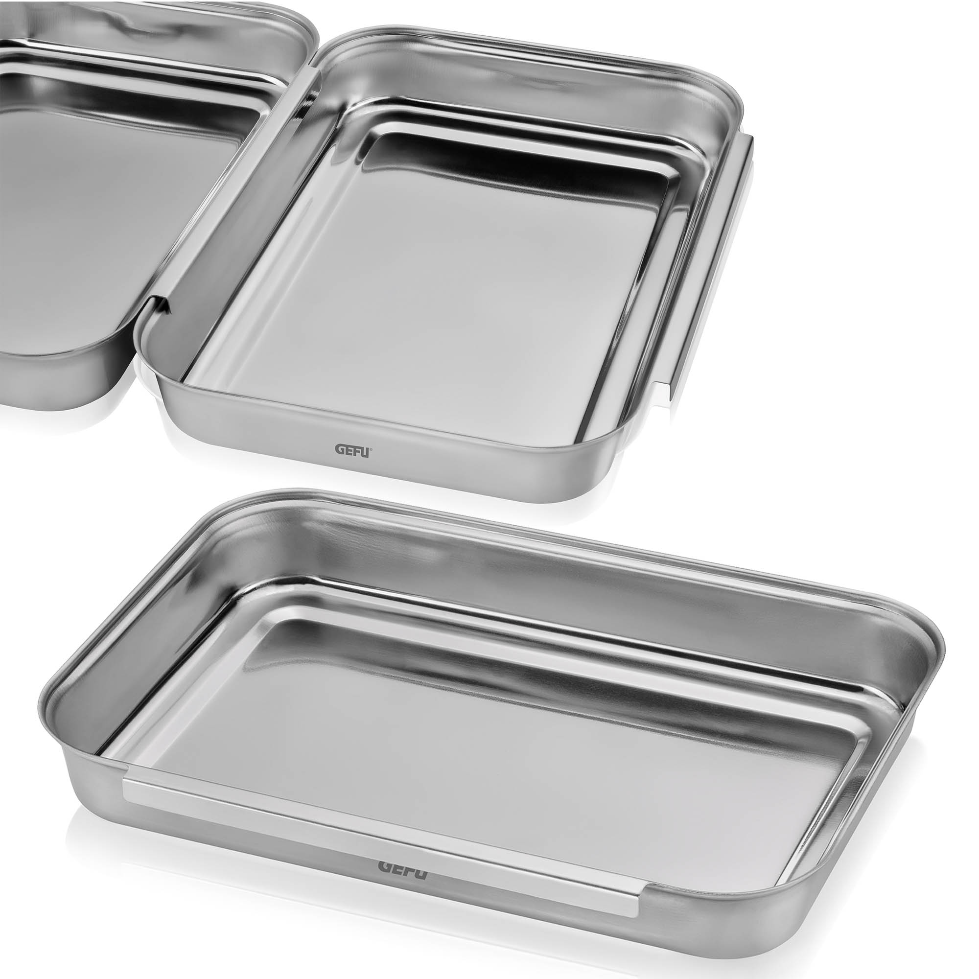 GEFU 3-piece PANDO stainless steel breadcrumb tray set for schnitzels etc.