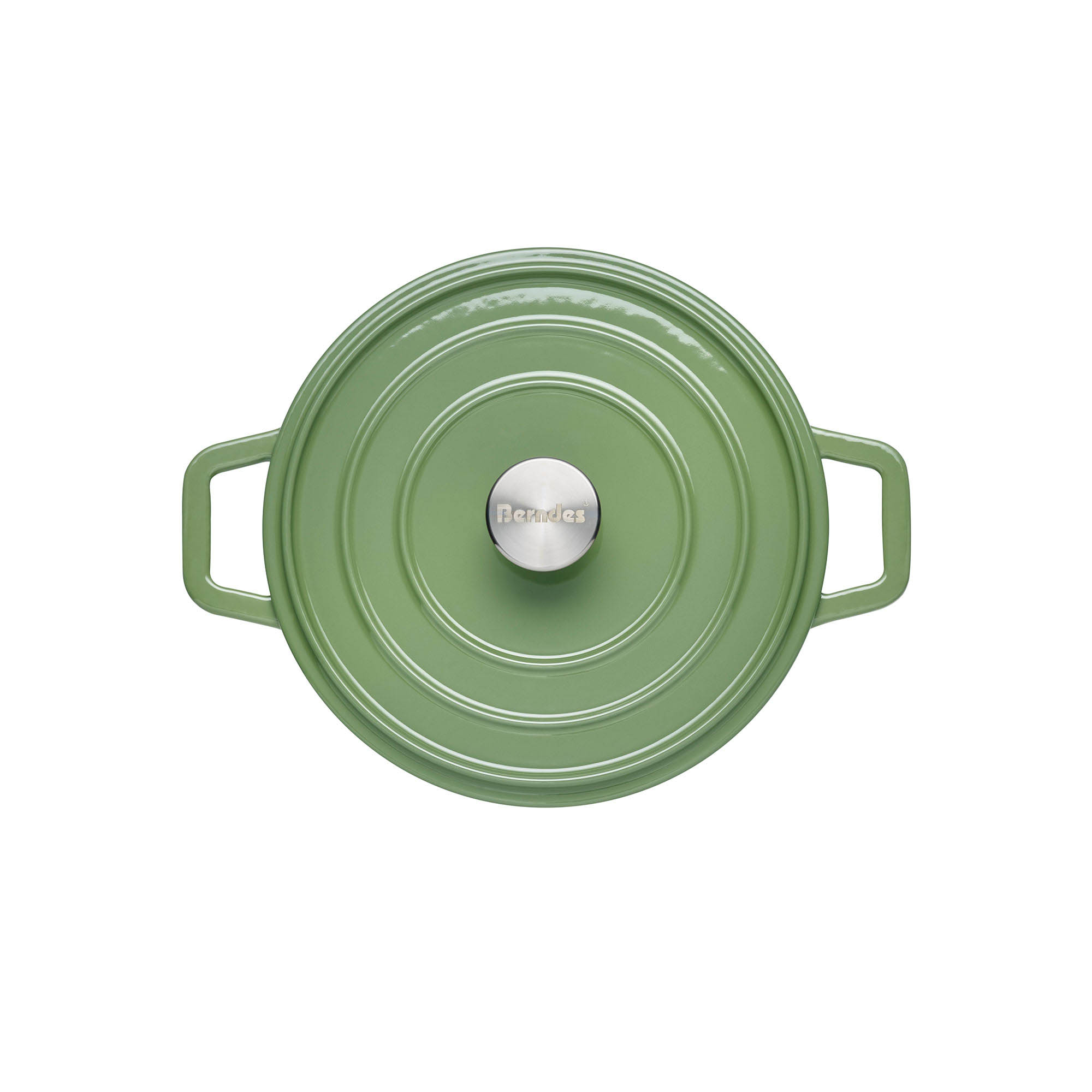 BERNDES Cocotte casserole B.IRON cast iron round 24 cm 3.75 litres sage green INDUCTION