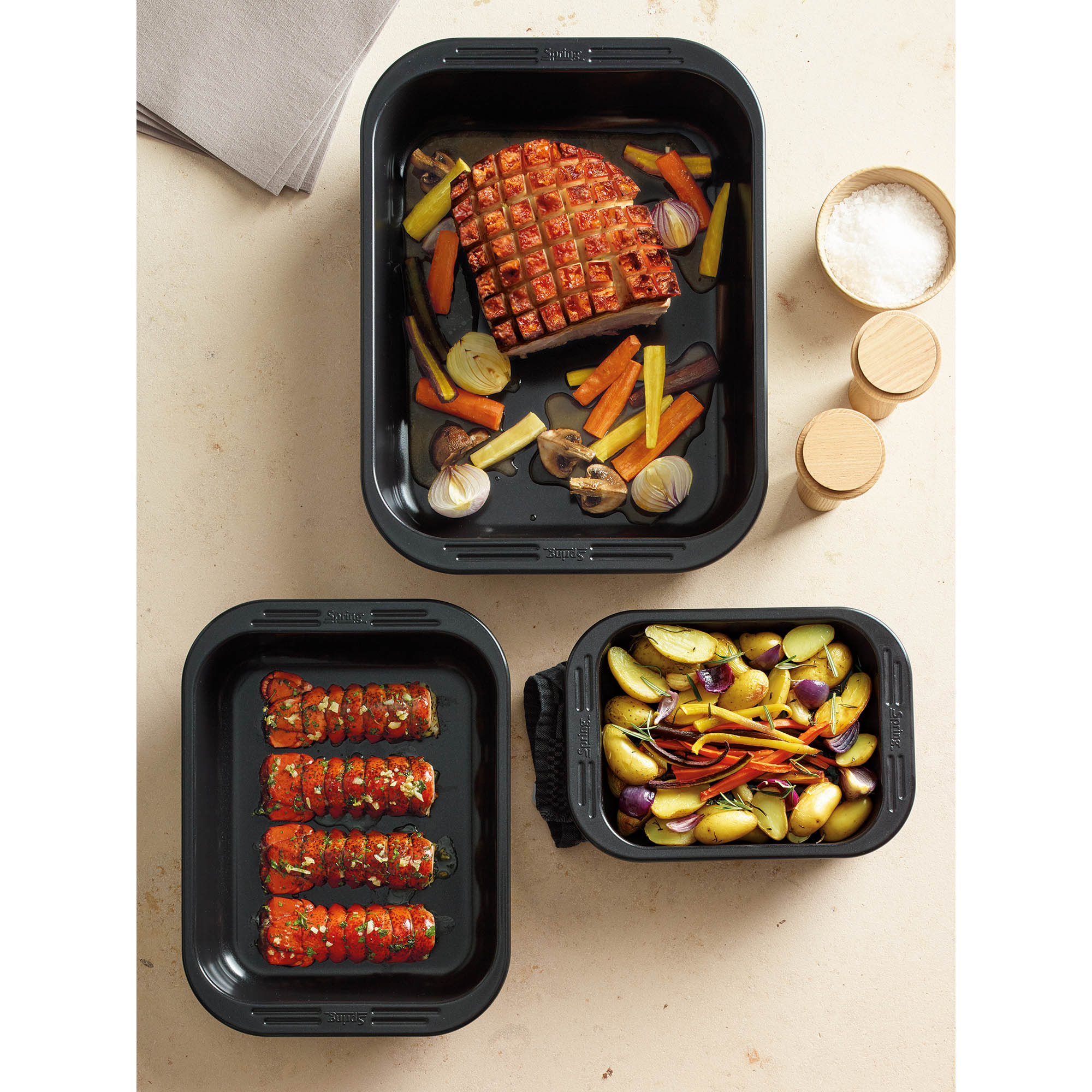 SPRING Bräter-Set 3-teilig CULINAR Auflaufformen antihaftbeschichtet PFAS-frei