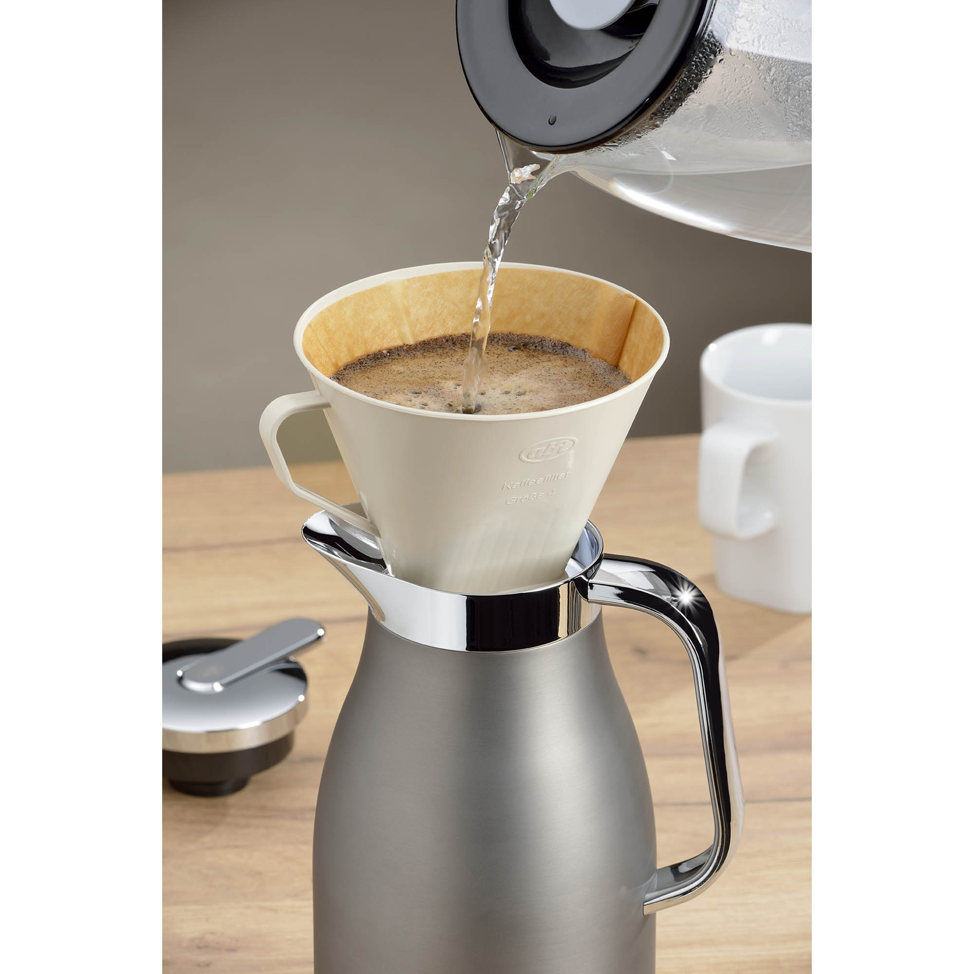 ALFI Kaffeefilter AROMA PLUS Größe 4 mit Stutzen aus Bio-Kunststoff beige