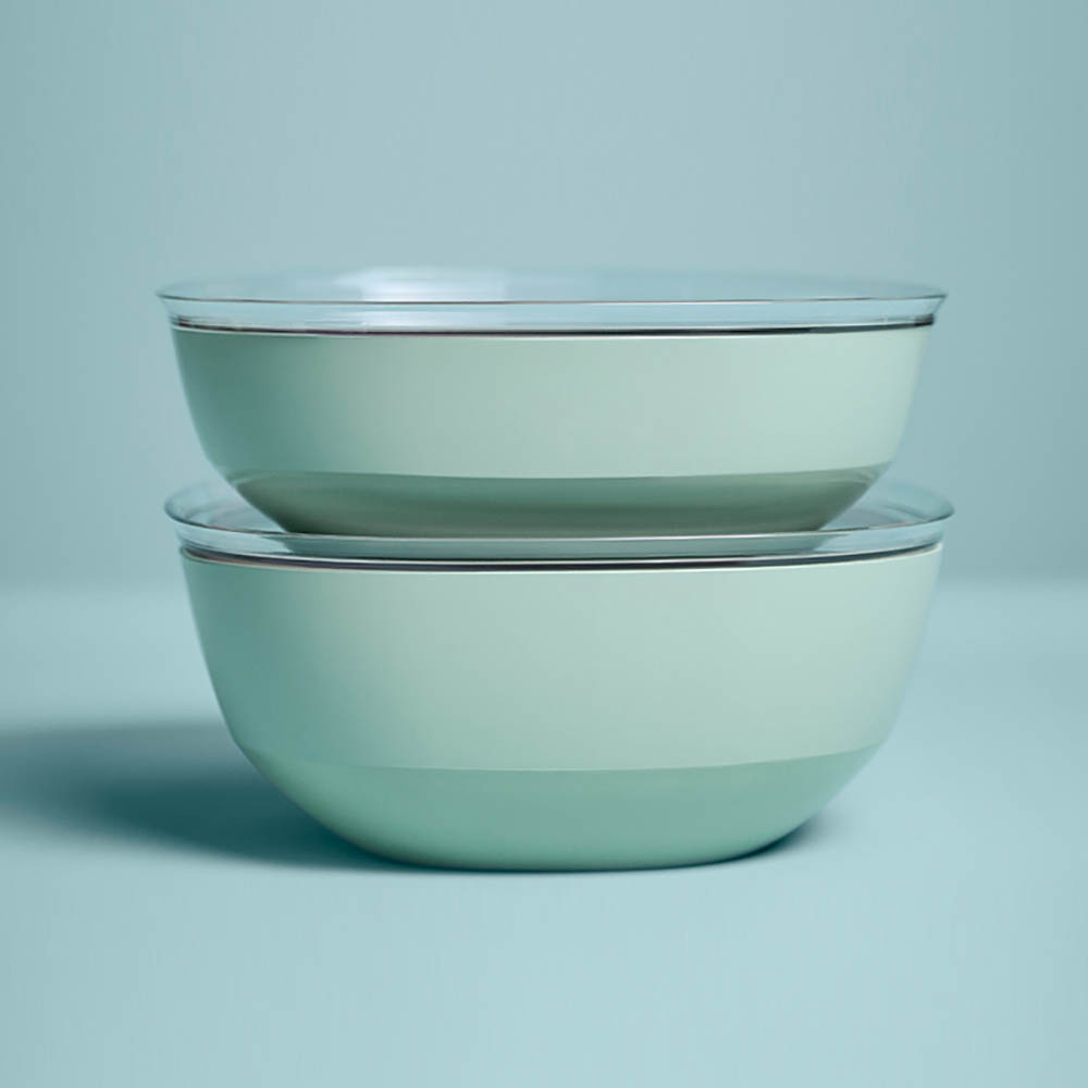 MEPAL Serving Bowl with Lid, Salad Bowl SILUETA, 5 litres, Nordic Sage (sage)