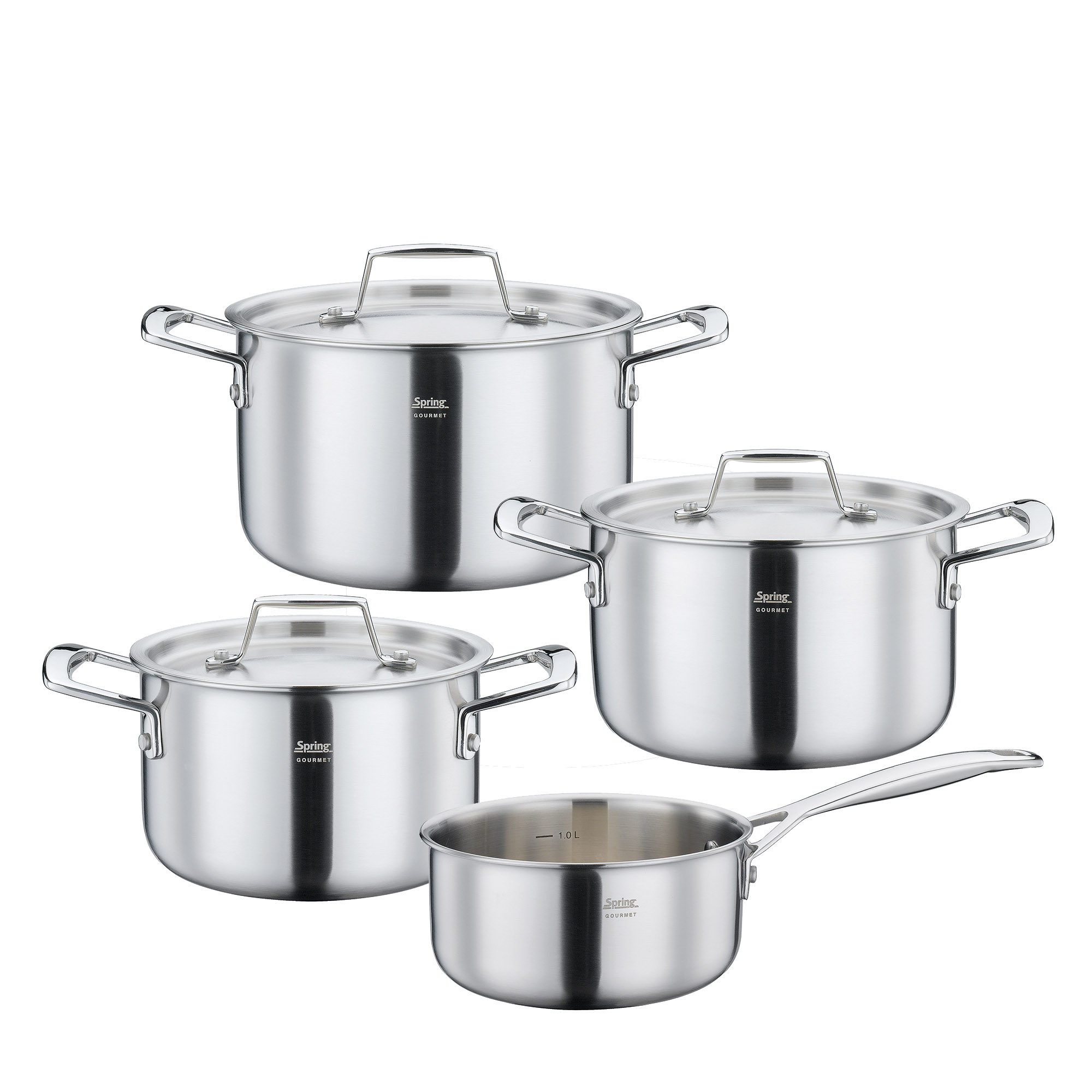 SPRING Topf-Set GOURMET 4-teilig mit Stielkasserolle INDUKTION