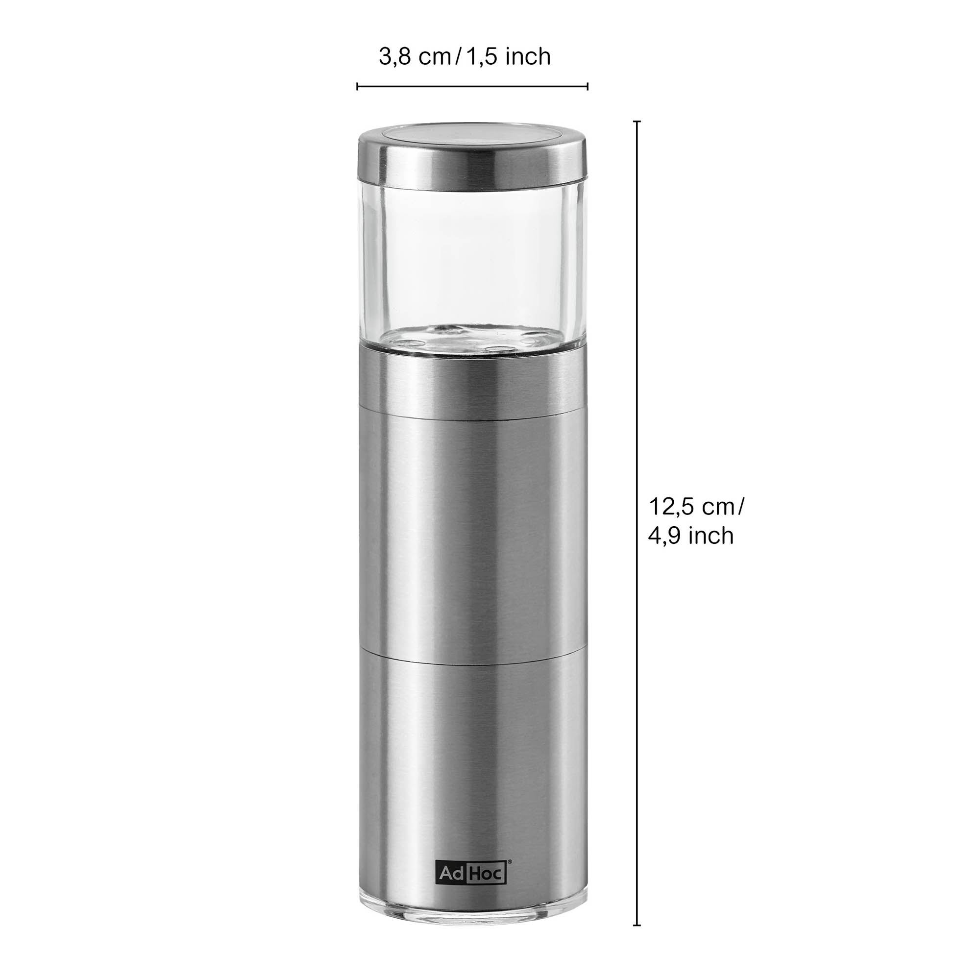 AdHoc gift set nutmeg mill MUSKATINO stainless steel / acrylic + 3 nutmegs