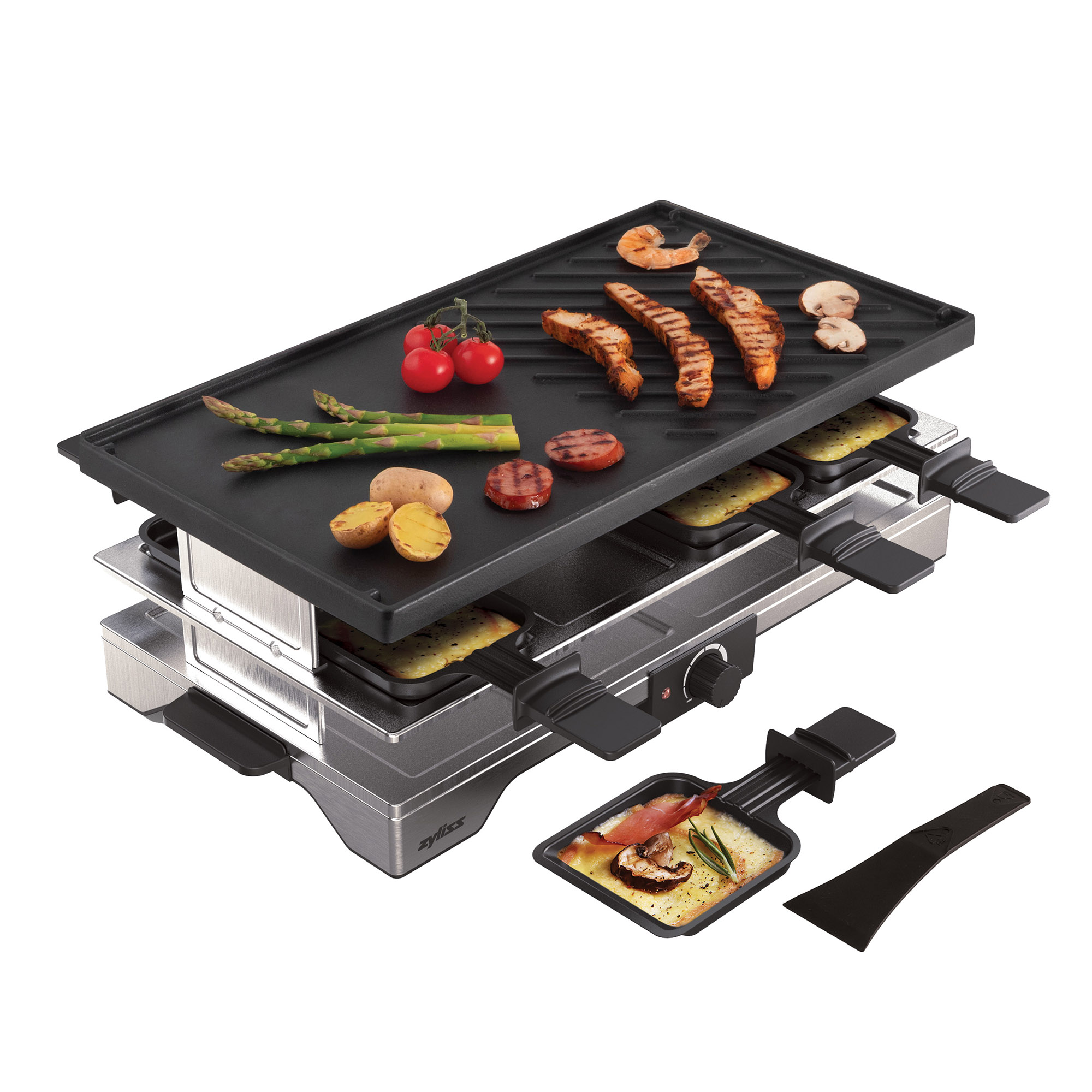 ZYLISS Raclette-Grill VERSO für 8 Personen mit Grillplatte aus Gusseisen