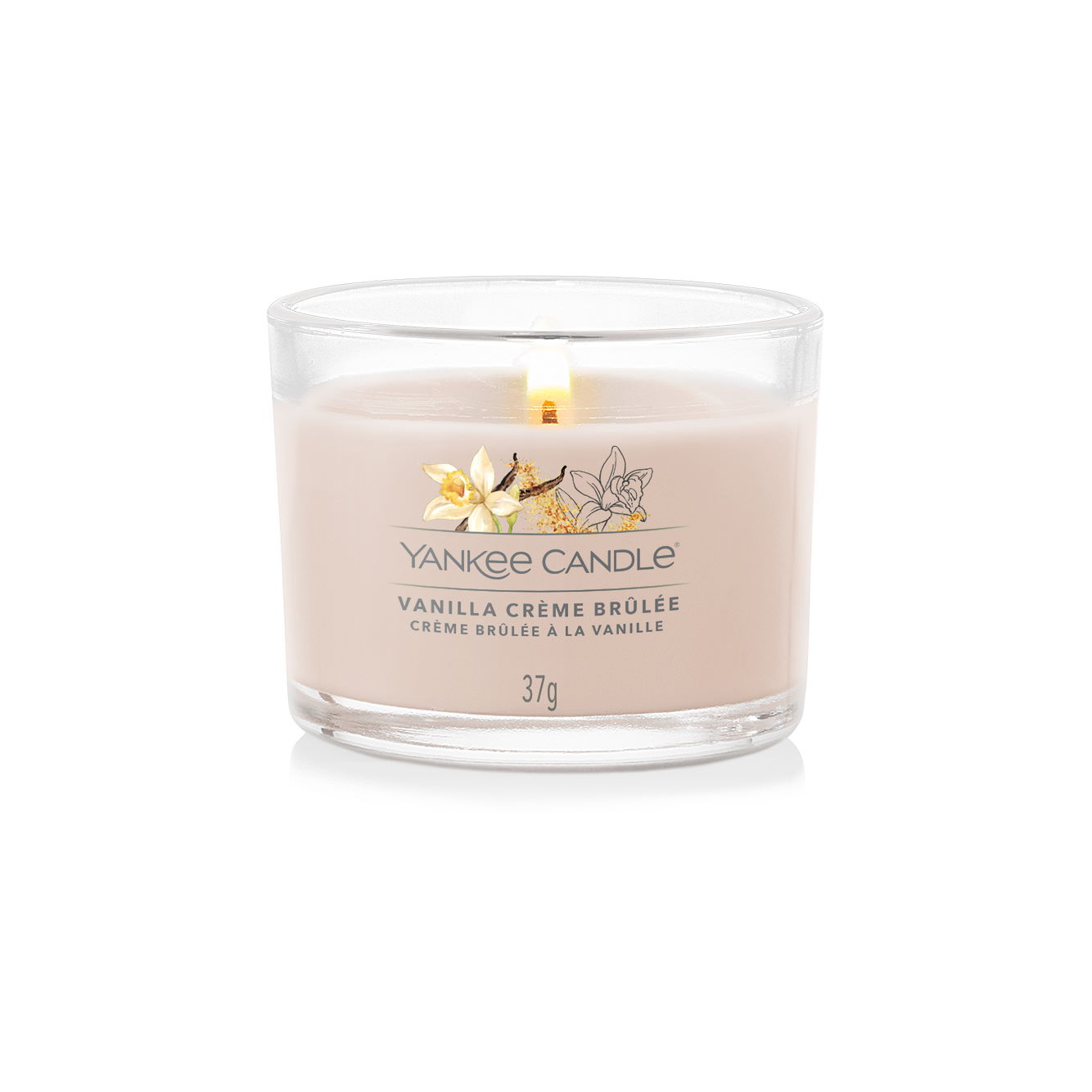 YANKEE CANDLE Glasvotivkerze VANILLA CREME BRULEE 37 g Duftkerze