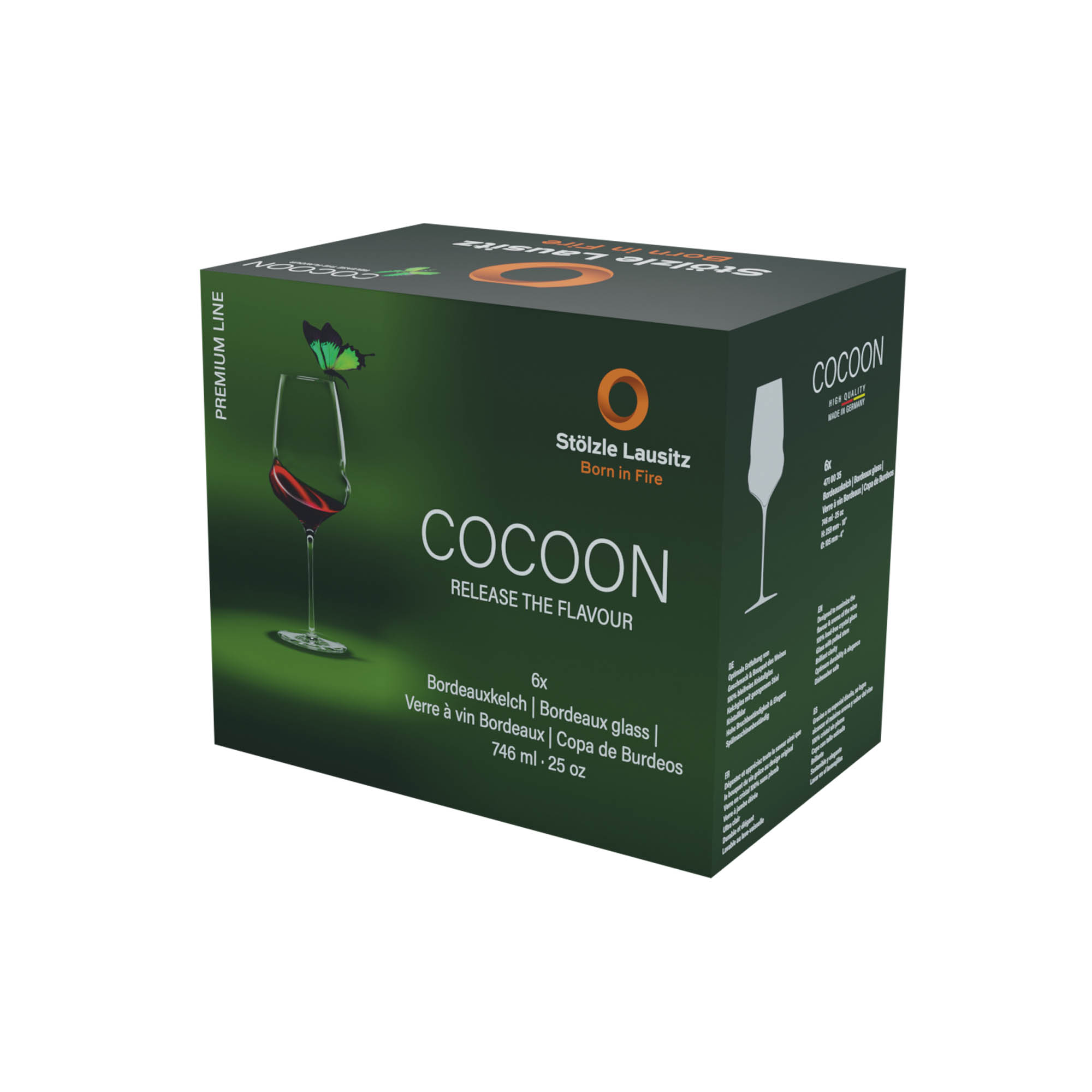 STÖLZLE LAUSITZ COCOON series Bordeaux goblet red wine glass 6 pieces Capacity 746 ml