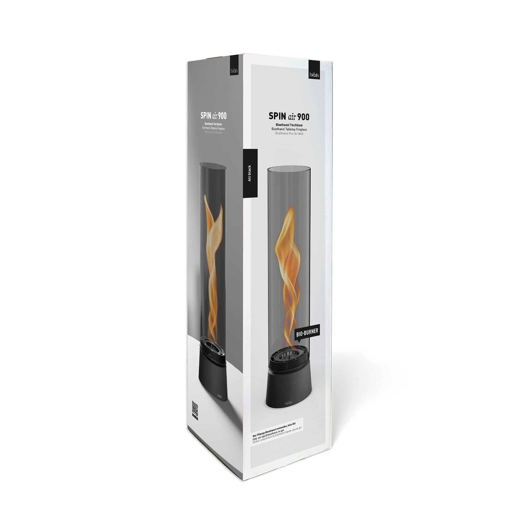 HÖFATS Tischfeuer SPIN air 900 all black mit Bio-Burner Windlicht Tischkamin