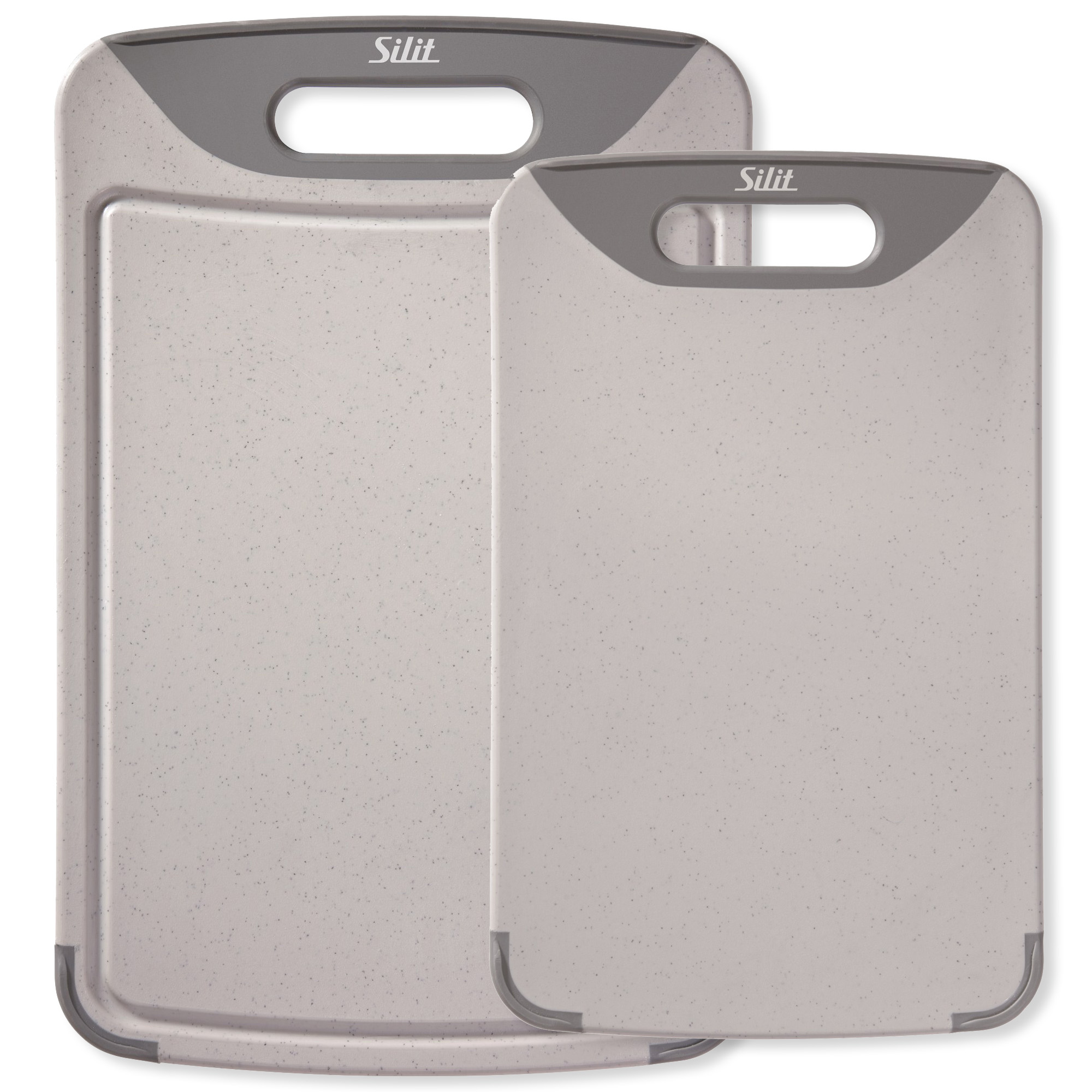SILIT Schneidbrett-Set 32 x 20 cm + 38 x 25 cm Kunststoff grau