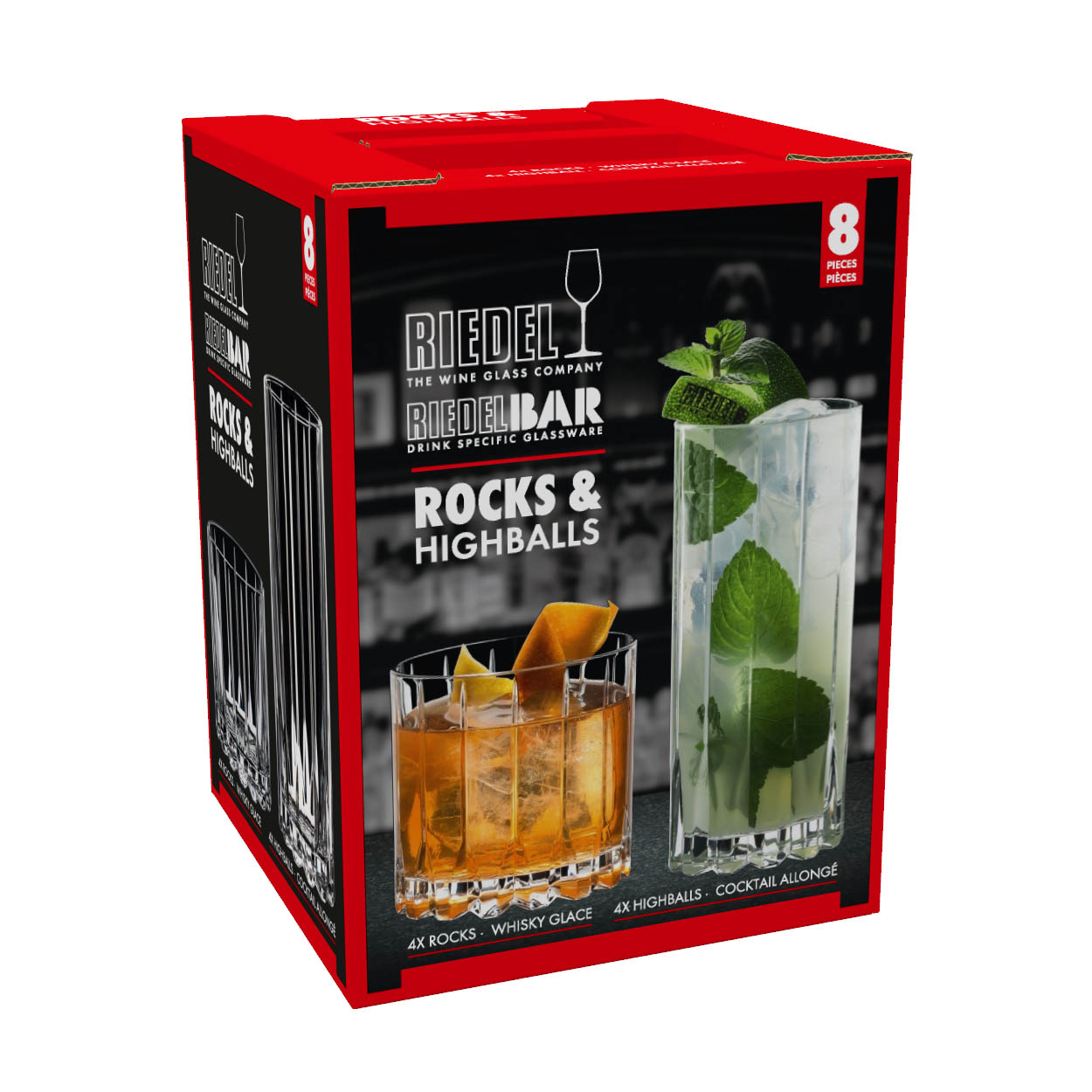 RIEDEL Drink Specific Glassware Set ROCKS & HIGHBALLS 4 x Tumbler 4 x Longdrink
