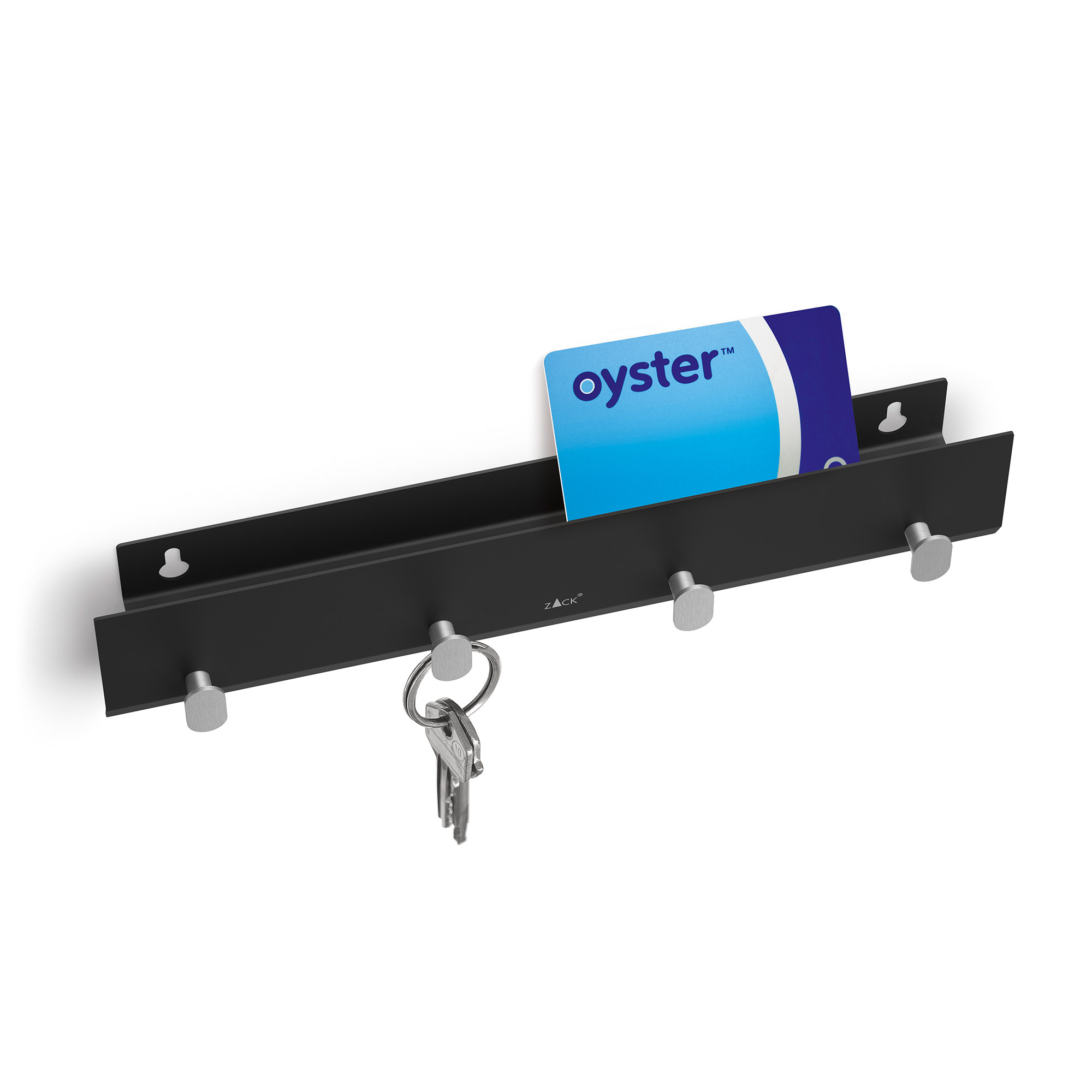 ZACK Schlüsselbrett Schlüsselleiste KANES 30 cm aus Edelstahl mit Ablage schwarz