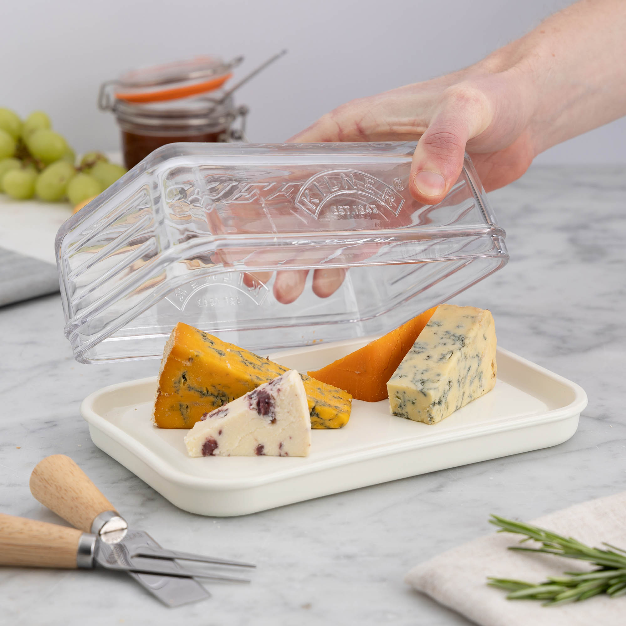 KILNER cheese storage cheese bell made of glass and ceramic 20 x 12.5 x 7.3 cm