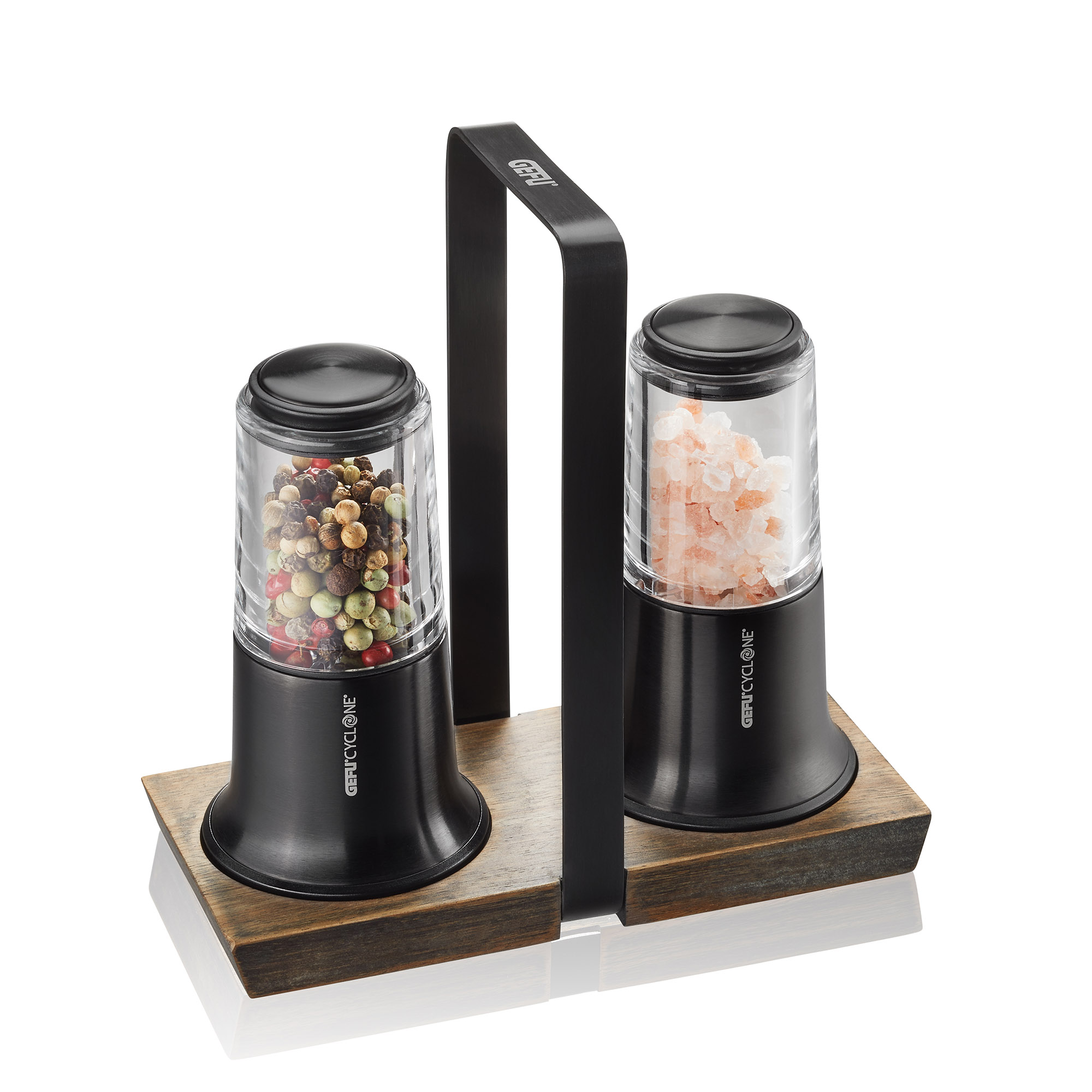 GEFU Menage mit Salzmühle und  Pfeffermühle X-PLOSION schwarz im Set