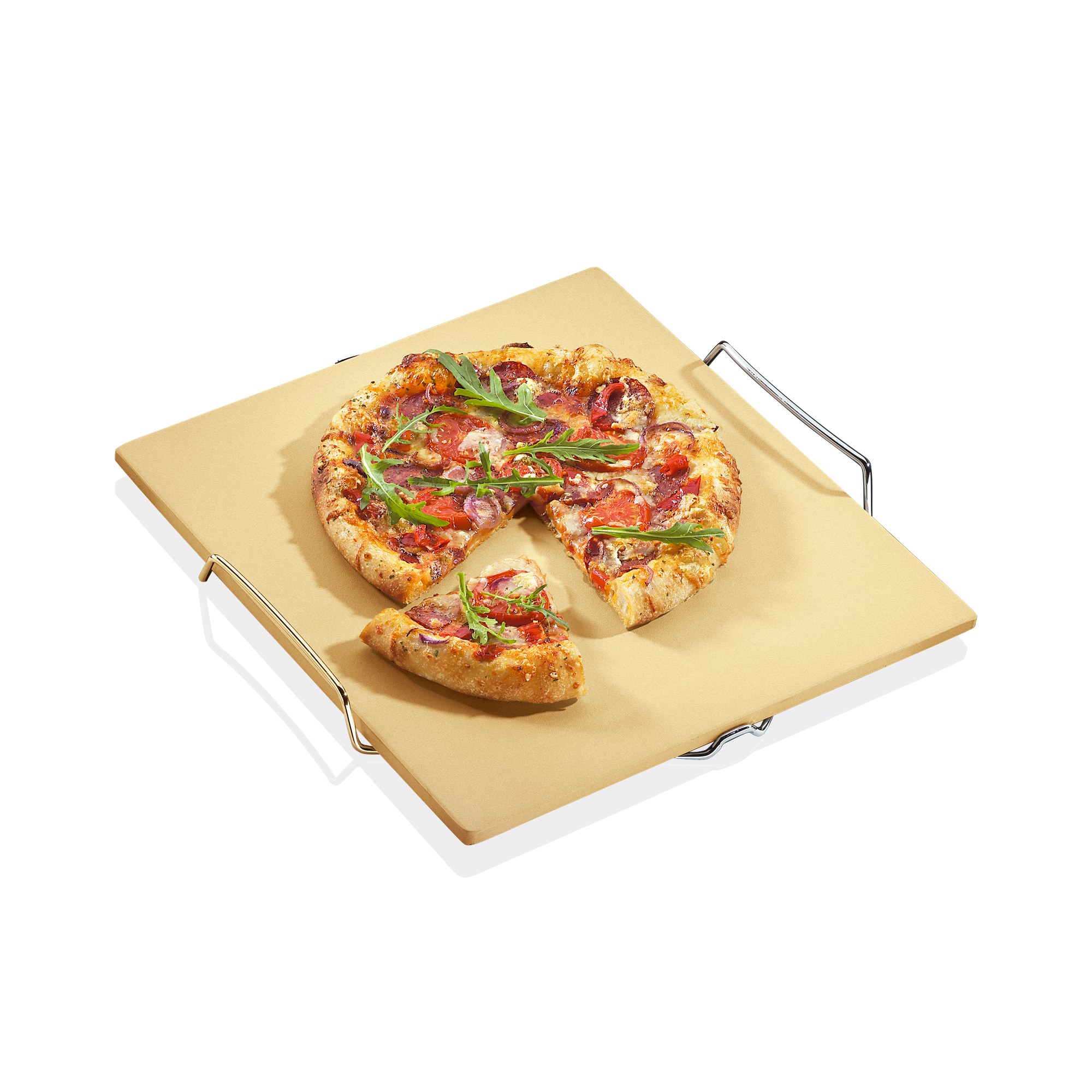 KÜCHENPROFI Pizzastein 38 x 35,5 cm mit Gestell