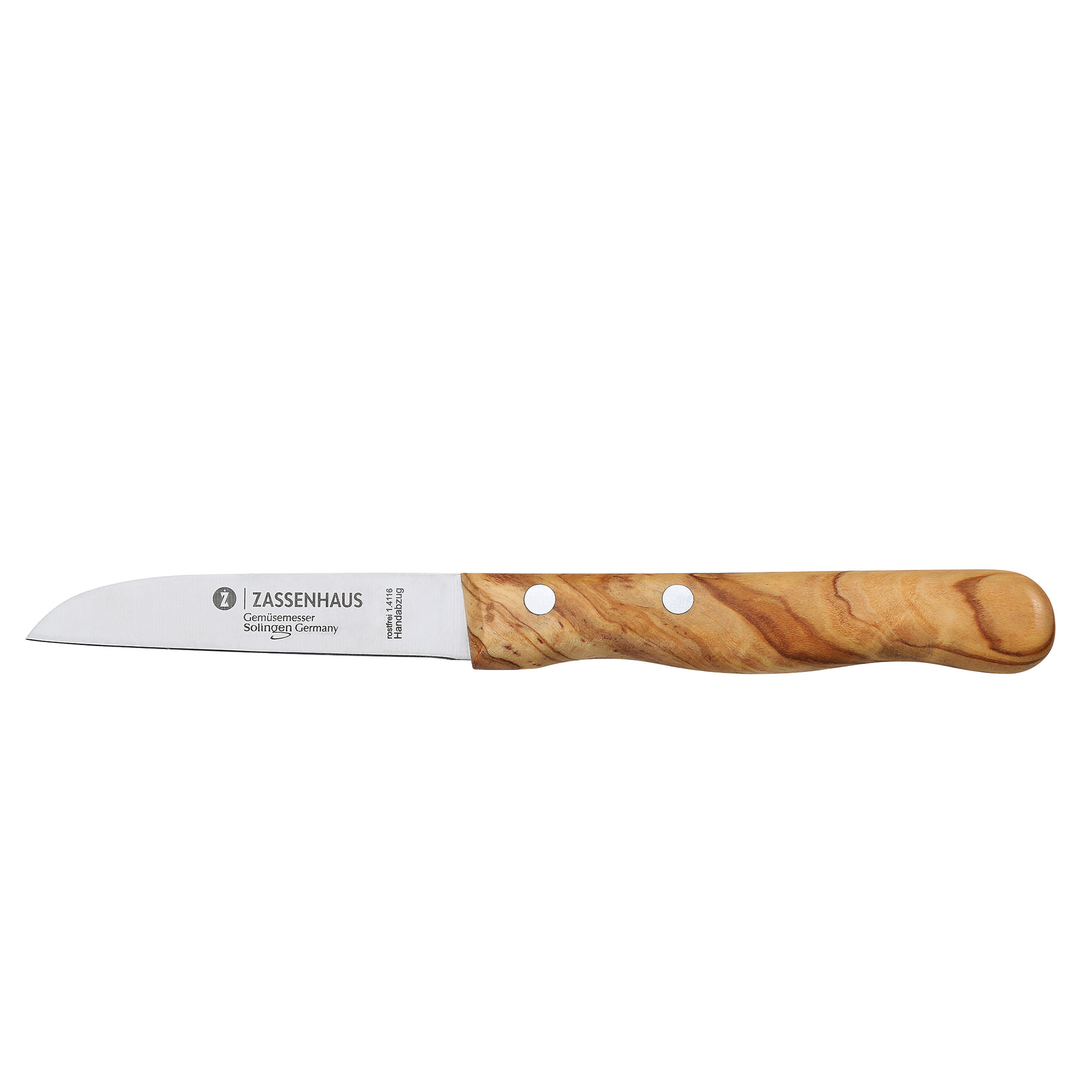 ZASSENHAUS Gemüsemesser Küchenmesser Klingenlänge 7,5 cm Olivenholz