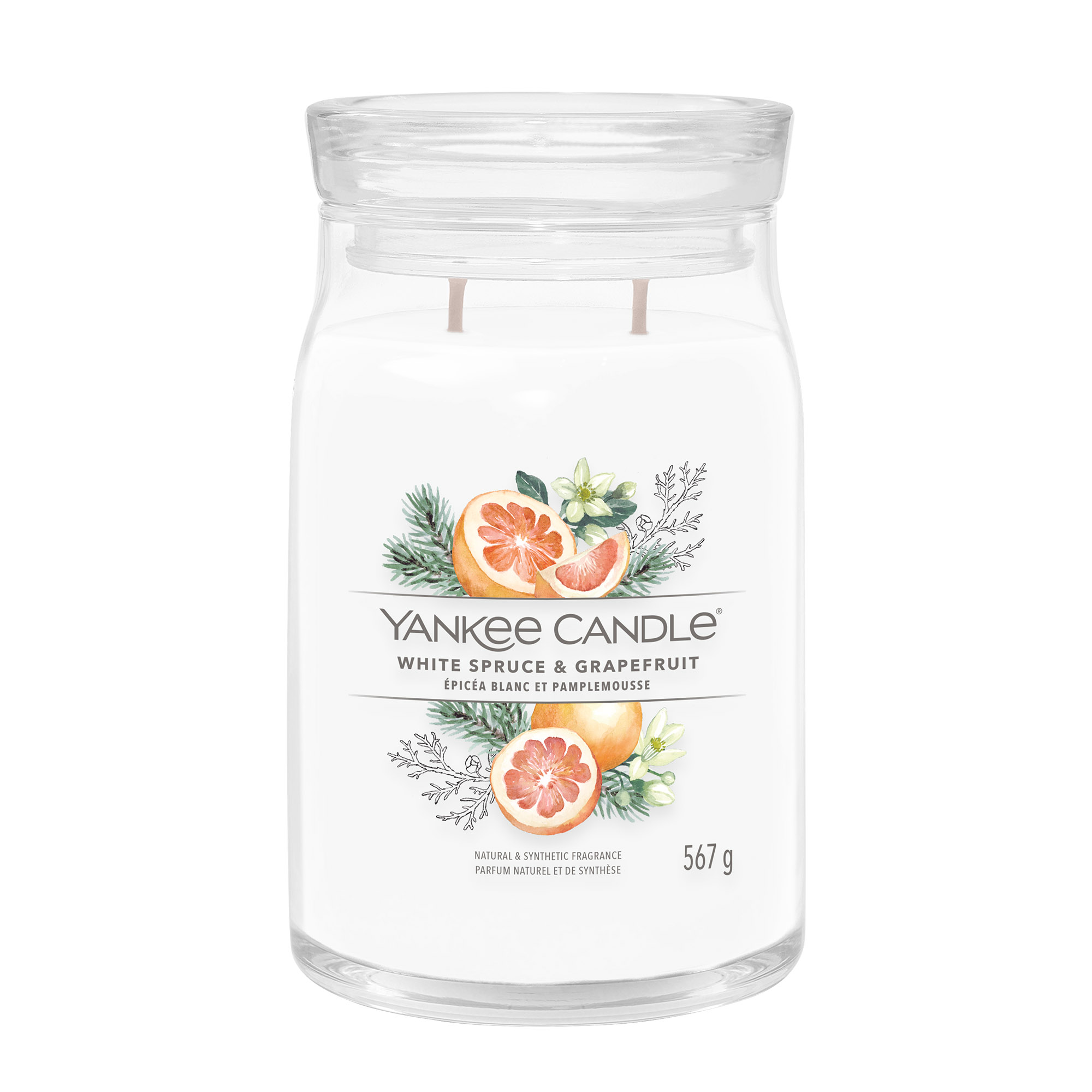 YANKEE CANDLE Große Signature Kerze WHITE SPRUCE & GRAPEFRUIT 567 g Duftkerze