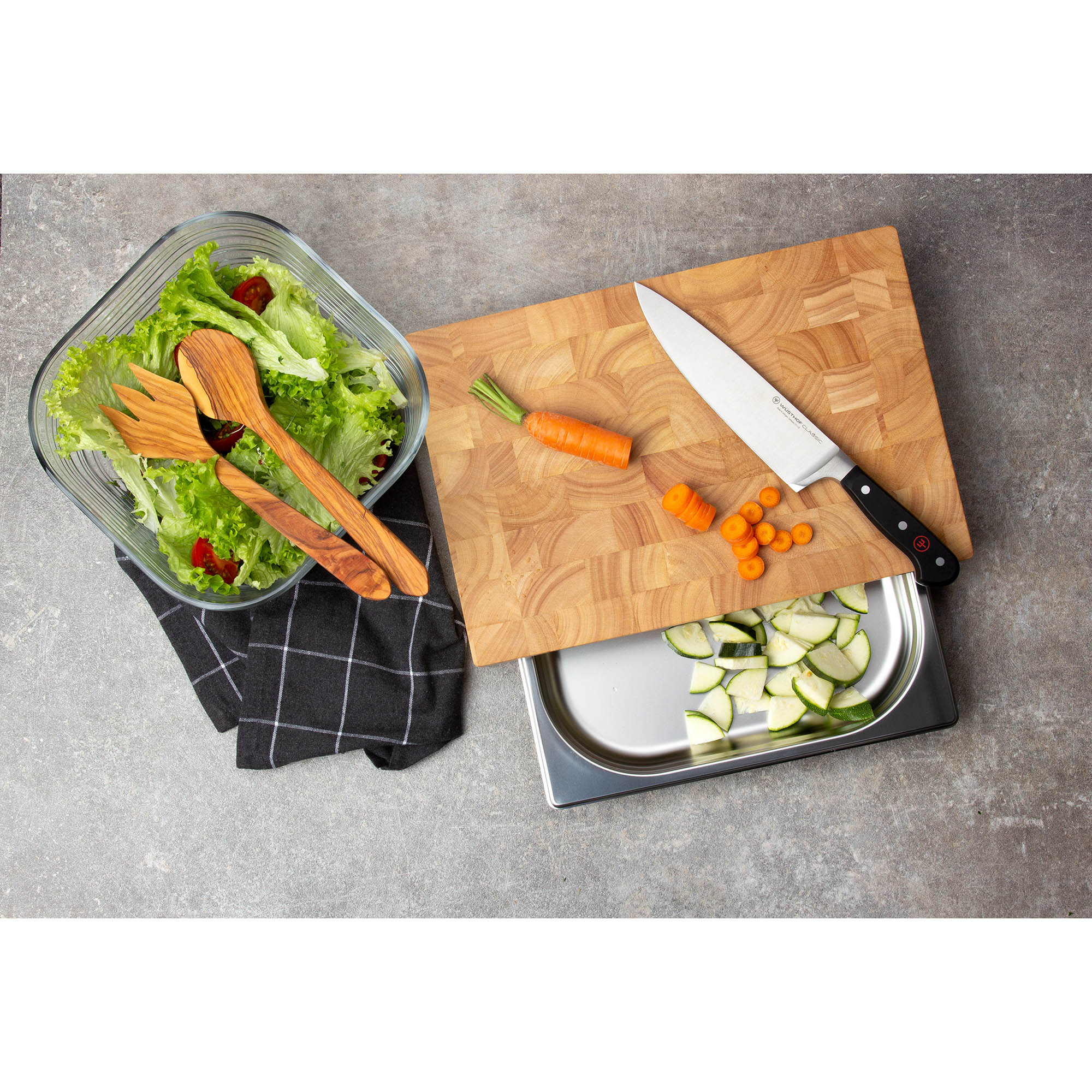 CONTINENTA Schneidebrett mit Edelstahl Schublade 39 x 27 x 6 cm