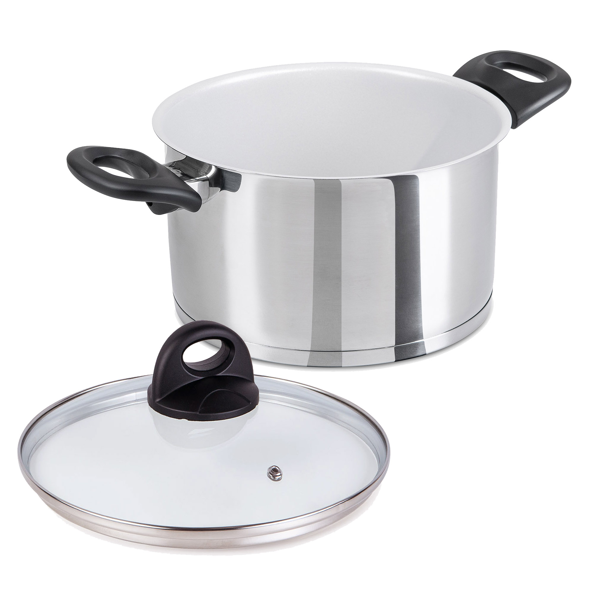 GENIUS Kochtopf CERAFIT STEEL mit Keramik-Beschichtung 20 cm 3,5 Liter Glasdeckel