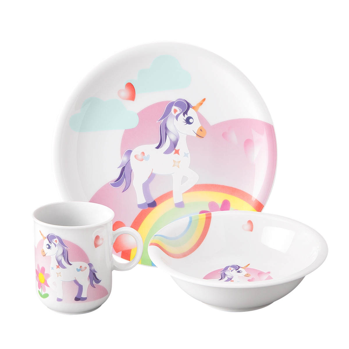 Seltmann Weiden Kindergeschirr-Set Seltmann Weiden Compact Mein kleines Einhorn 3tlg., 1 Personen, Porzellan