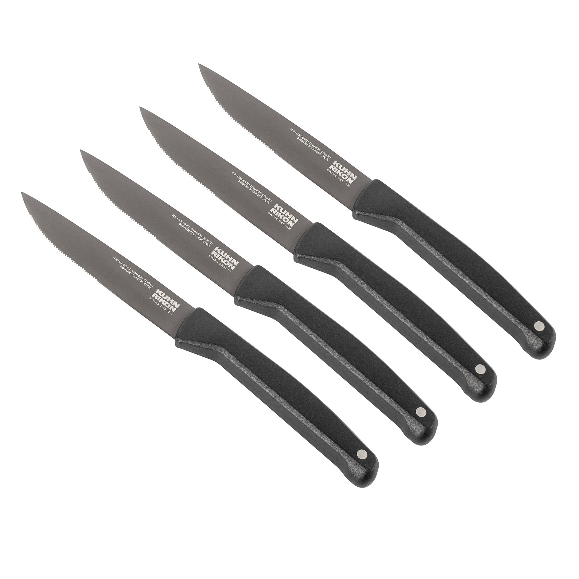 KUHN RIKON Messerserie ICED titan-beschichtet Steakmesser 10,5 cm 4 Stück im Set