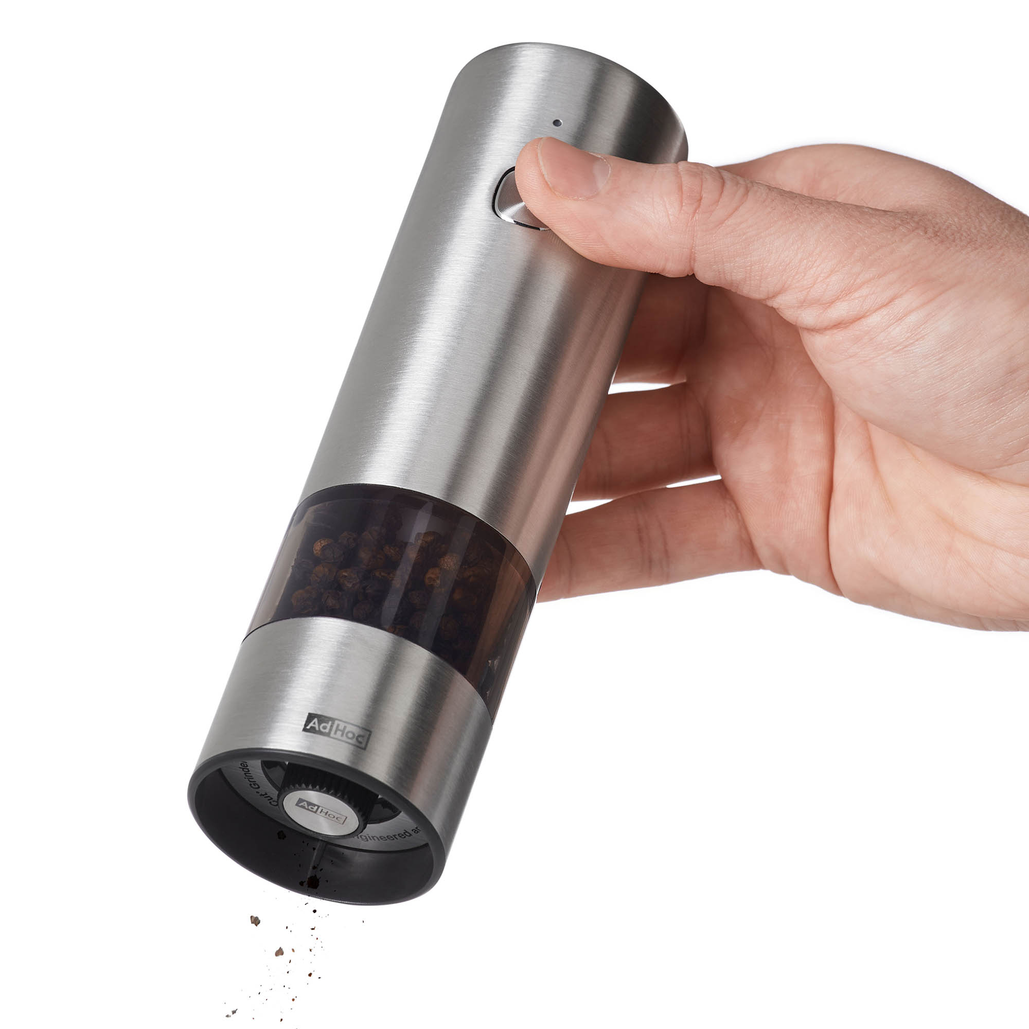 AdHoc electric pepper mill or salt mill i.MILL 17 cm stainless steel acacia