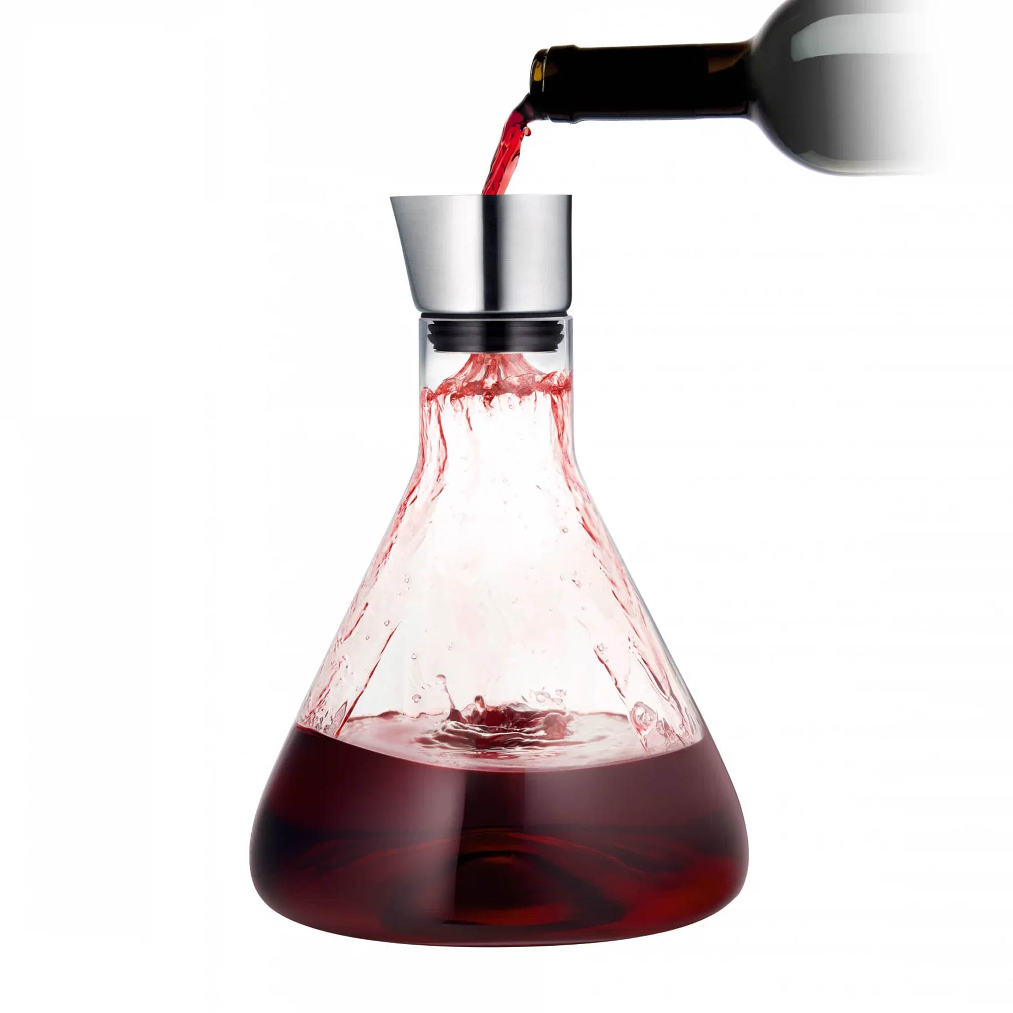 BLOMUS Dekantierkaraffe Weinkaraffe DELTA Glas / Edelstahl mattiert