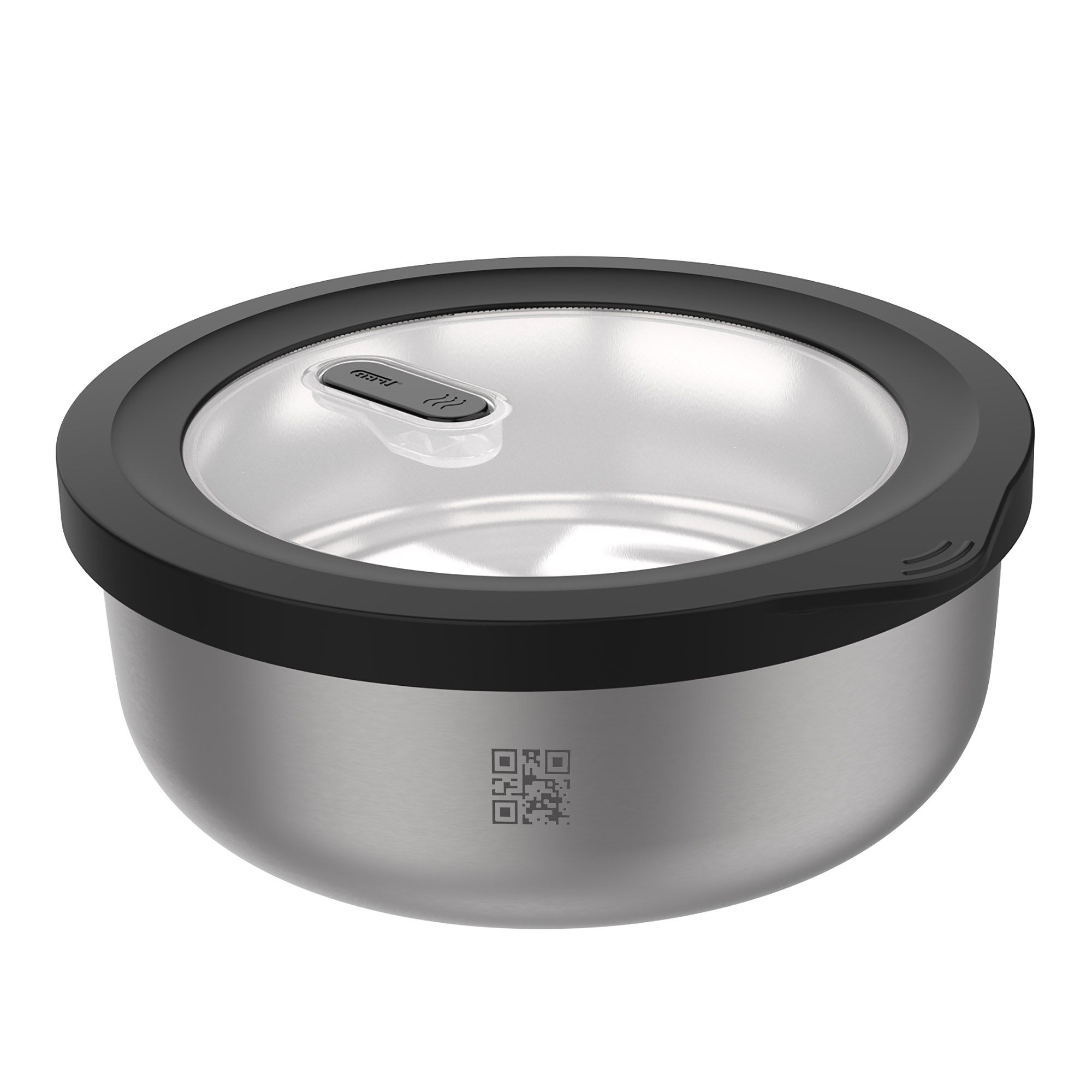 GEFU Frischhaltedose PROVIDO 2,0 Liter rund aus Edelstahl mikrowellentauglich