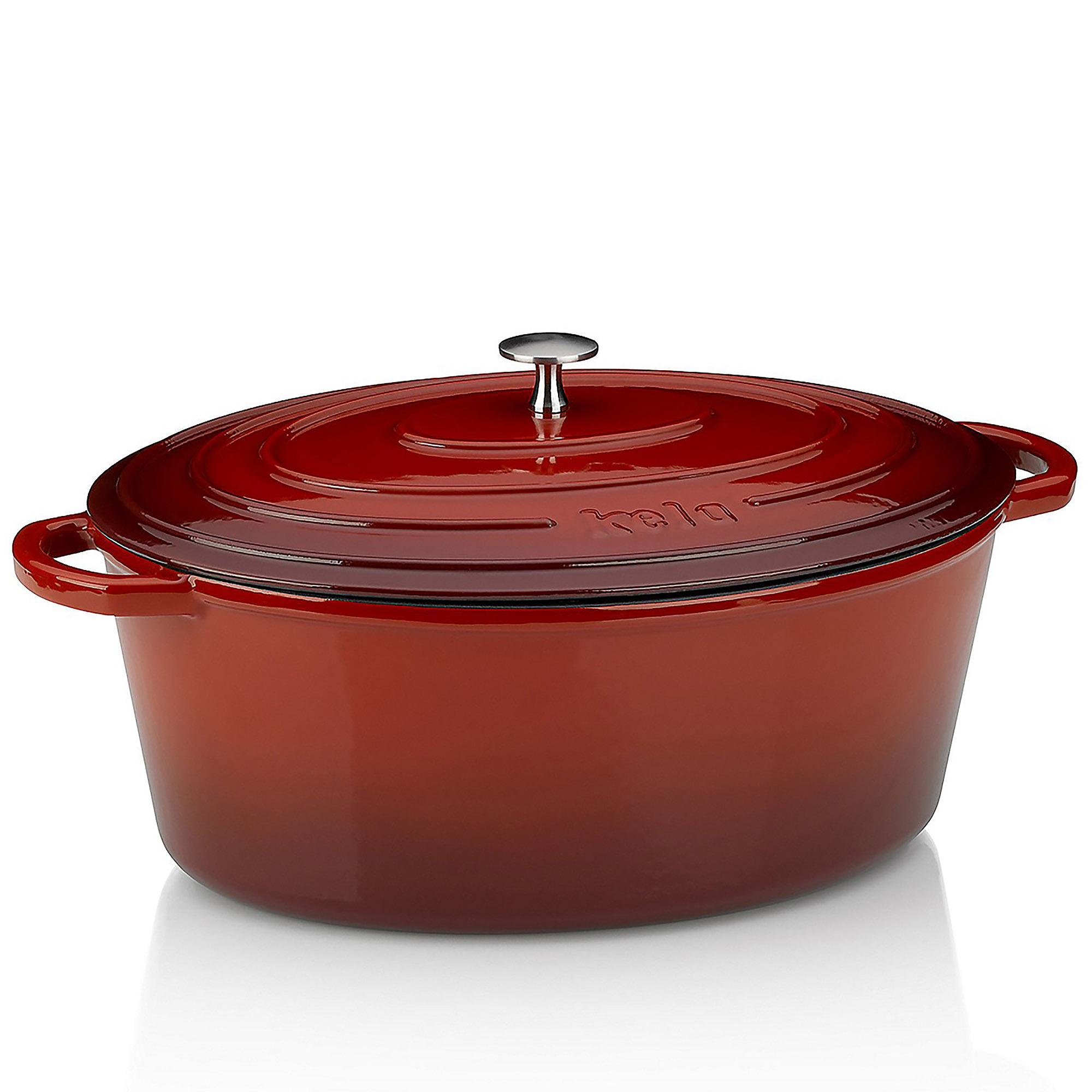 KELA Bräter Cocotte CALIDO Gusseisen emailliert 36 cm oval 9,3 Liter rot INDUKTION