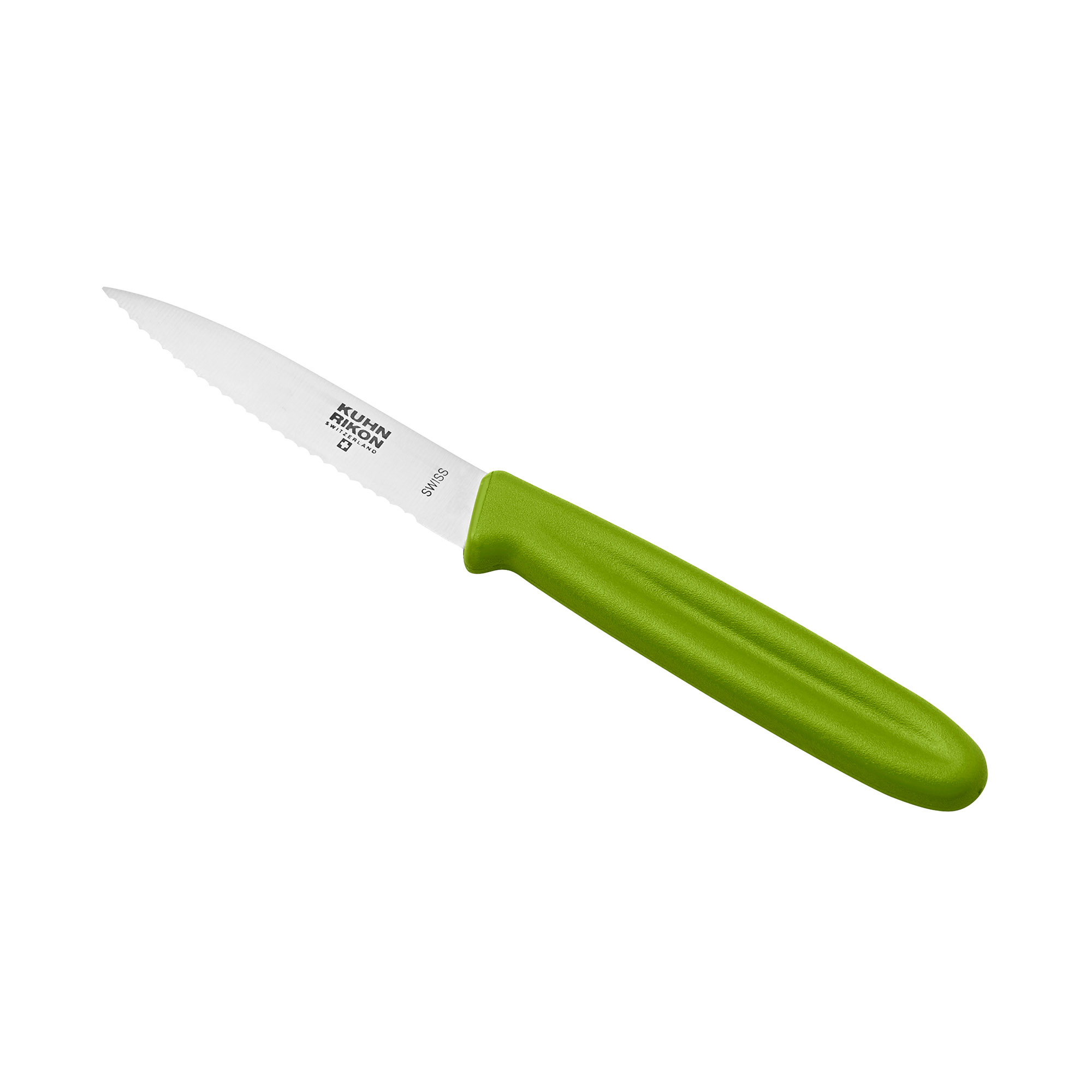 KUHN RIKON Messerserie SWISS KNIFE Rüstmesser 9 cm gezahnt SWISS MADE grün
