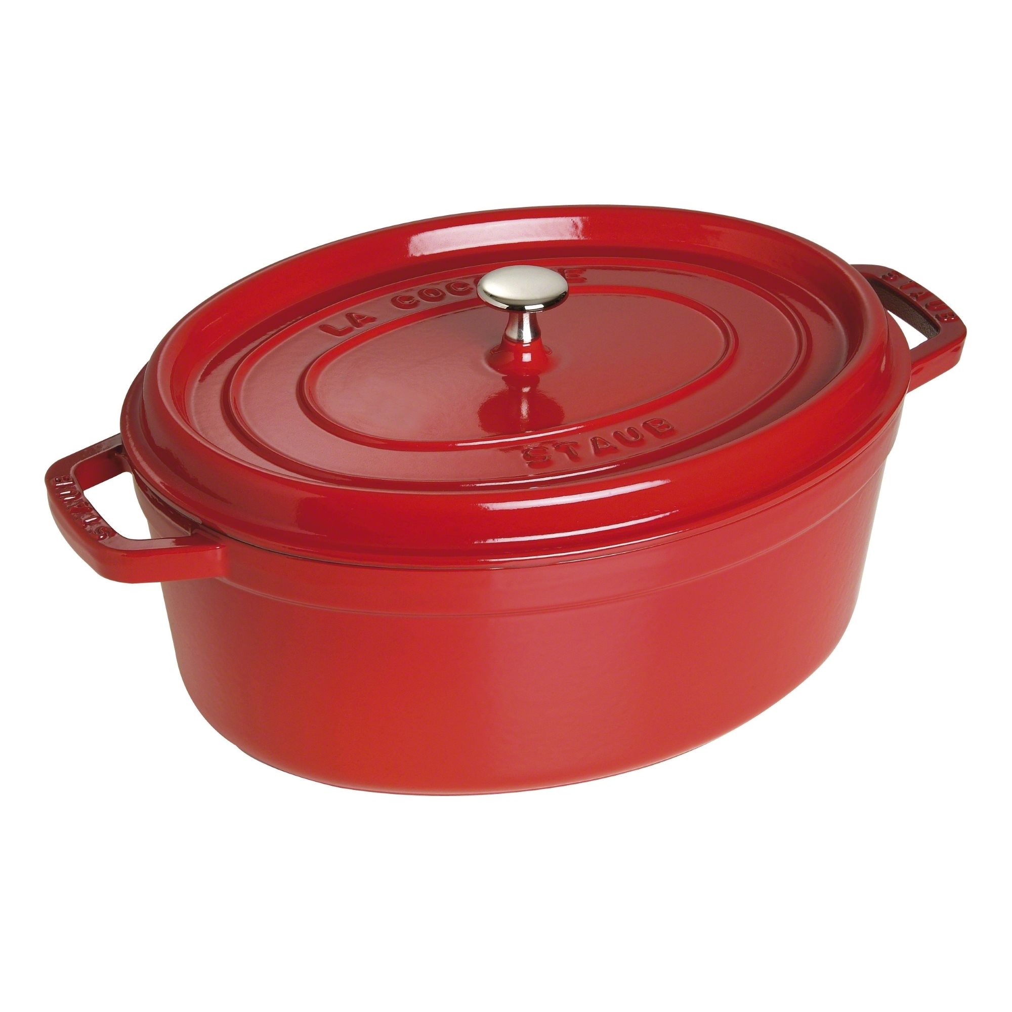 STAUB France Cocotte 29 cm oval 4,2 Liter Gusseisen rot