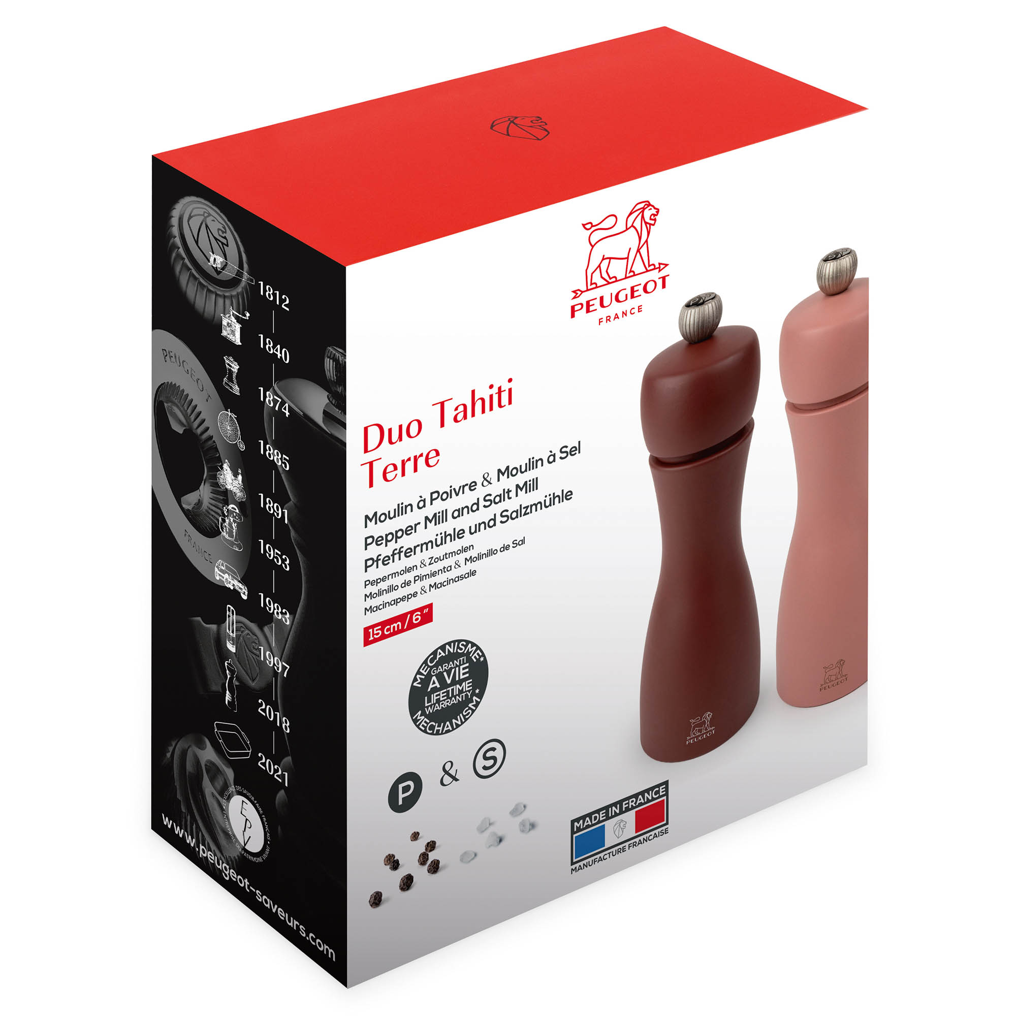 PEUGEOT Pfeffermühle Salzmühle TAHITI ZIRLION Duo Set 15 cm ELEMENTS - ERDE