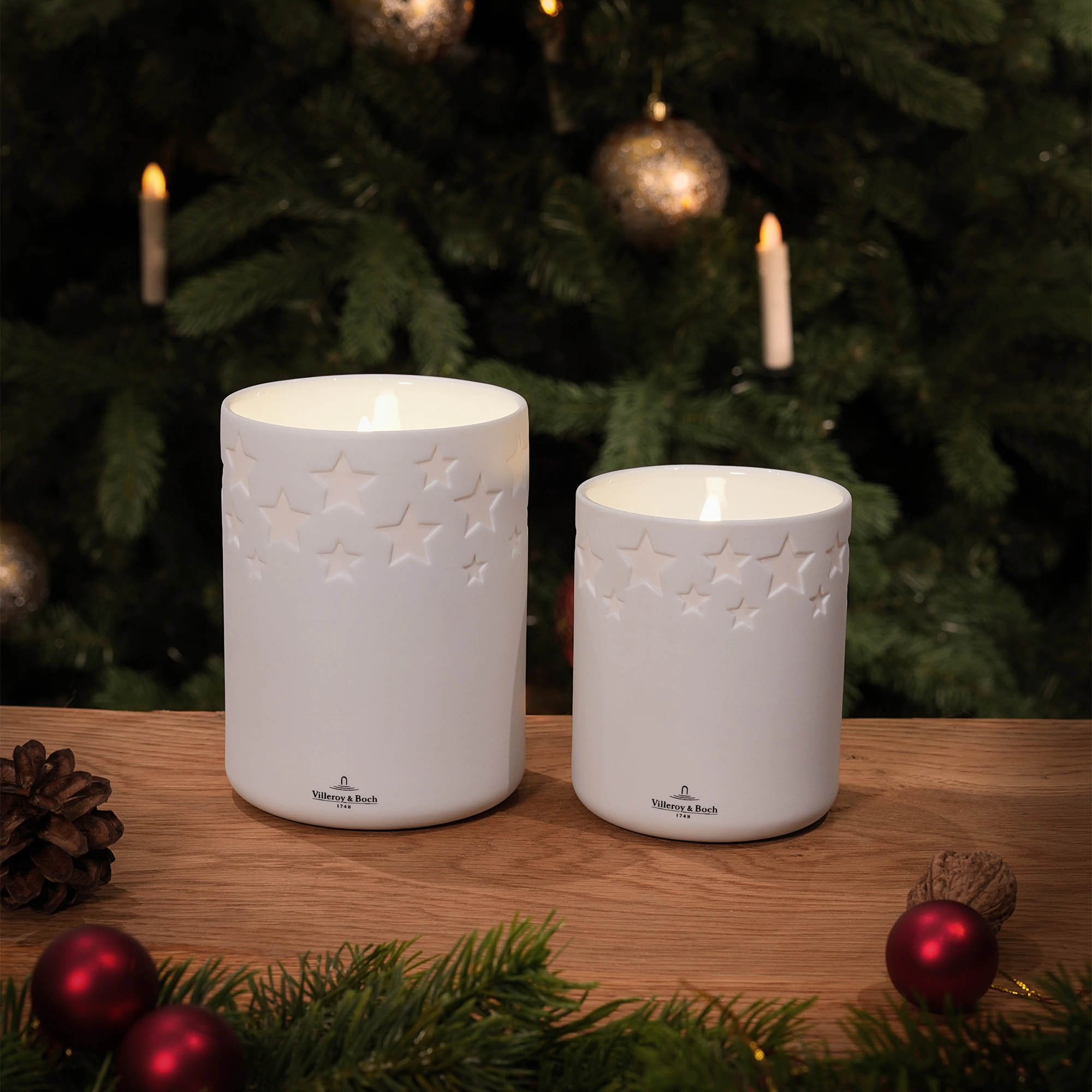 VILLEROY & BOCH LED-Porzellankerze SALZBURG 8,5 x 10,6 cm Echtwachs weiß