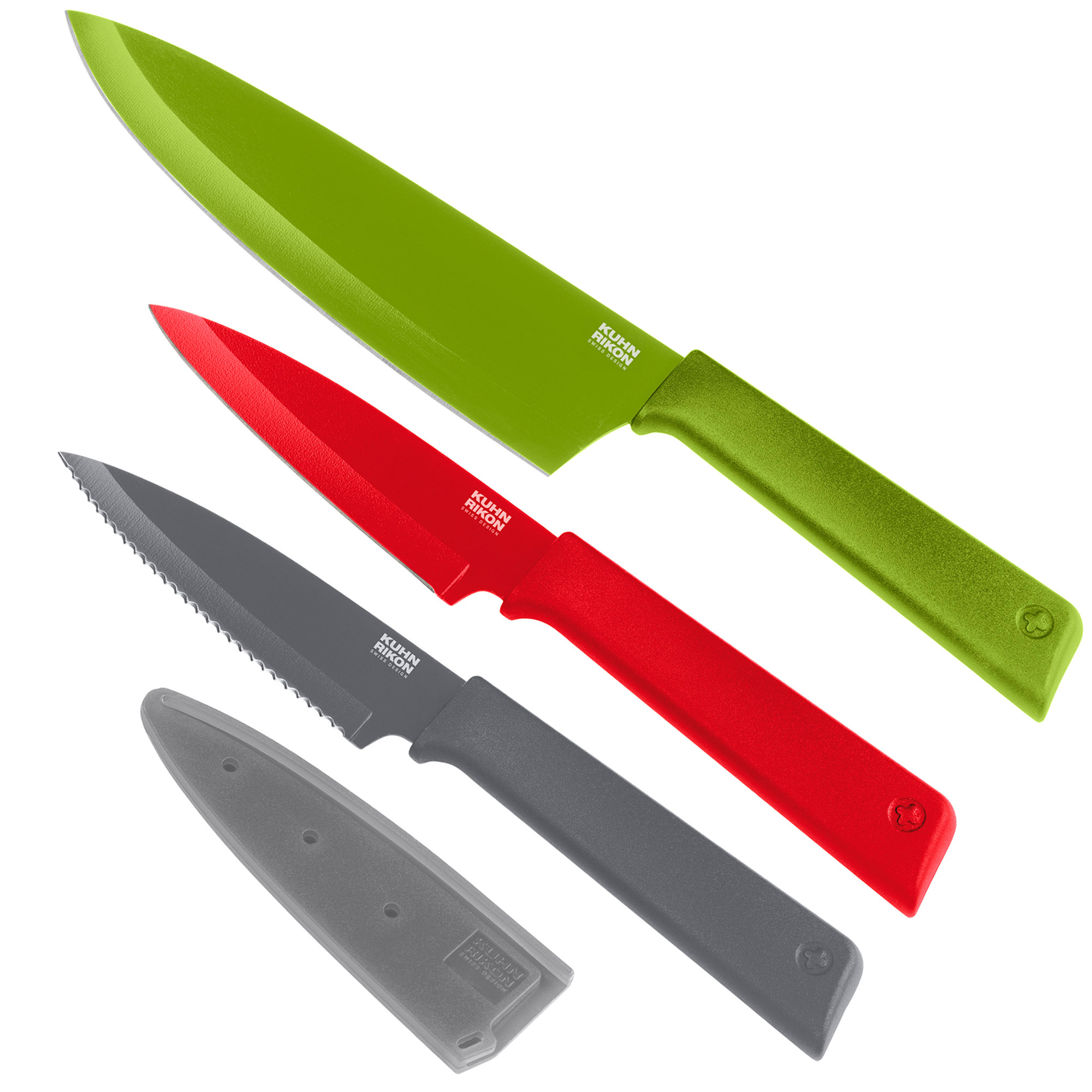 KUHN RIKON Messer-Set COLORI 3-teilig Kochmesser, Rüstmesser, Rüstmesser gezahnt